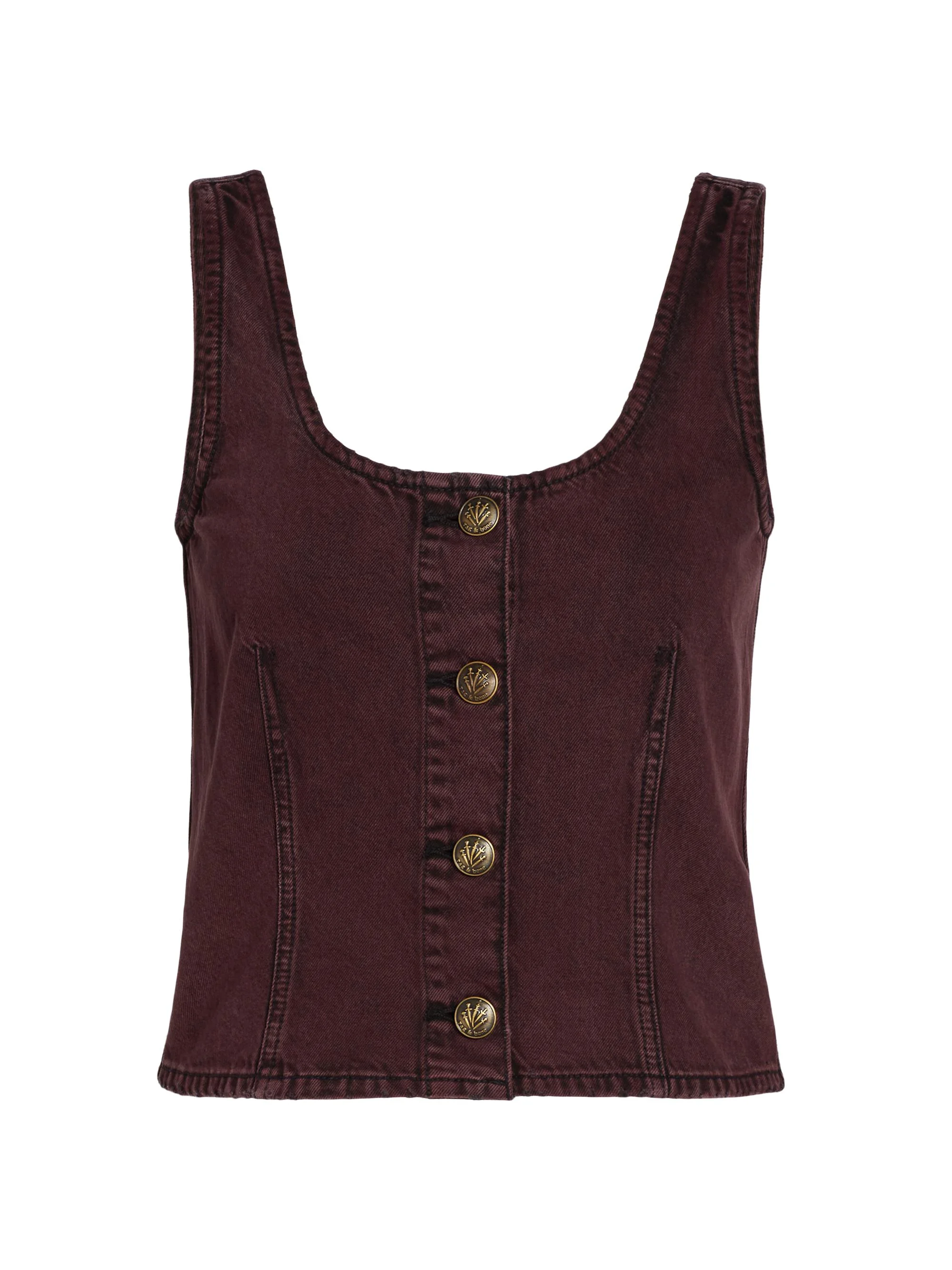 Women's Poppy Denim Sleeveless Top - Burnt Burgundy - 1