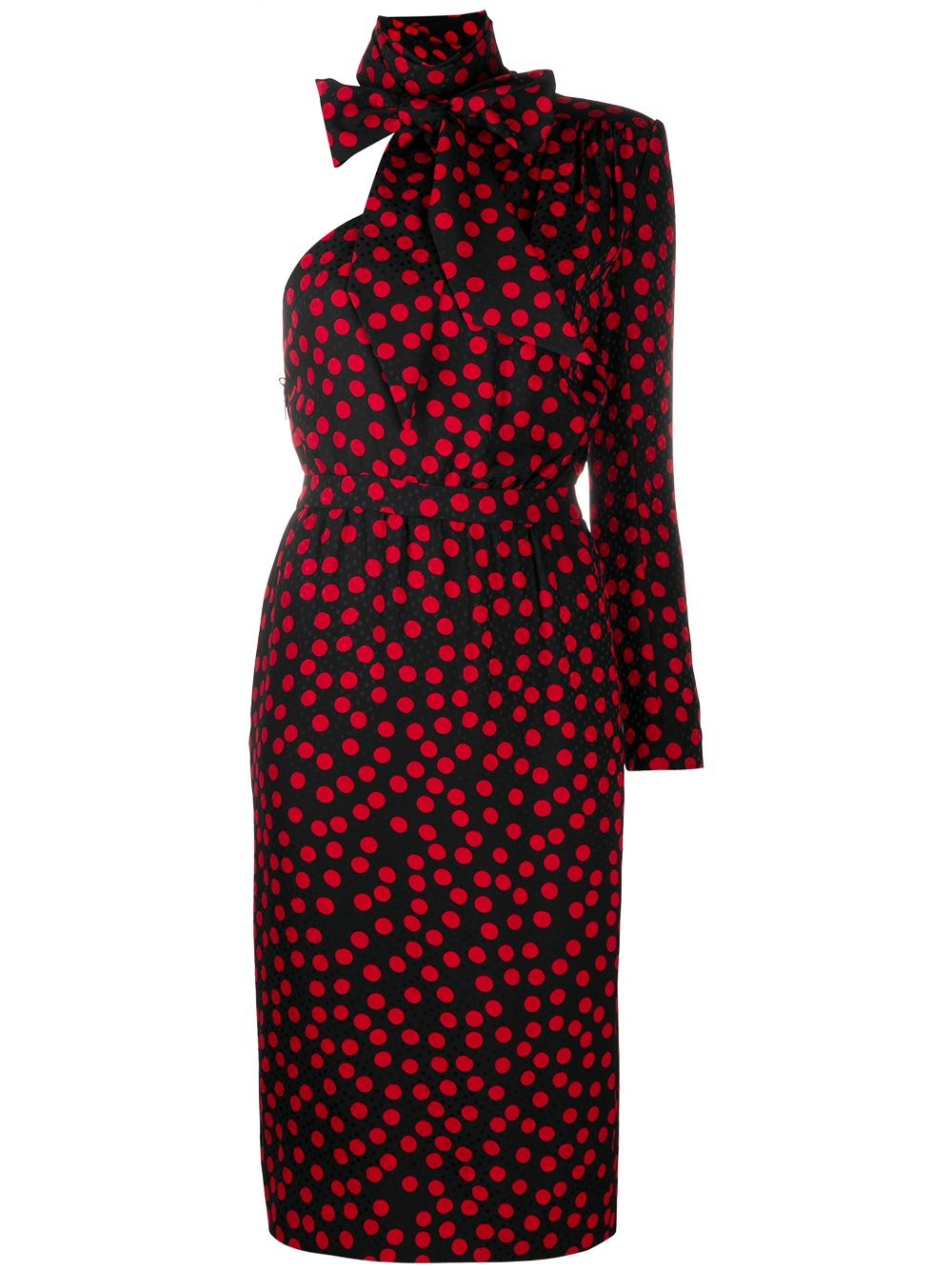 one-sleeve polka dot dress - 1