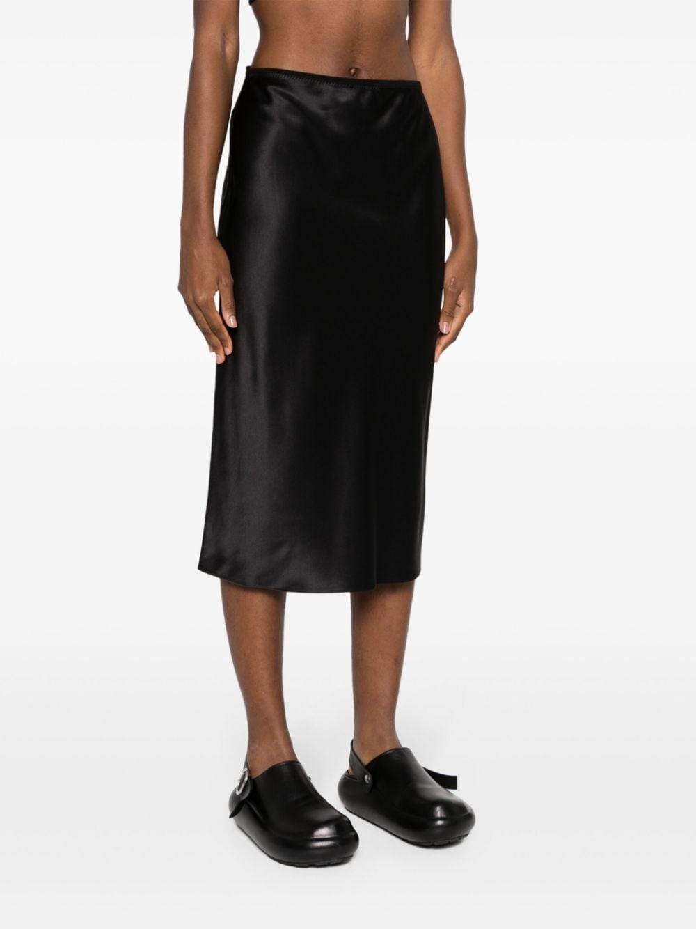 elasticated-waist silk skirt - 3
