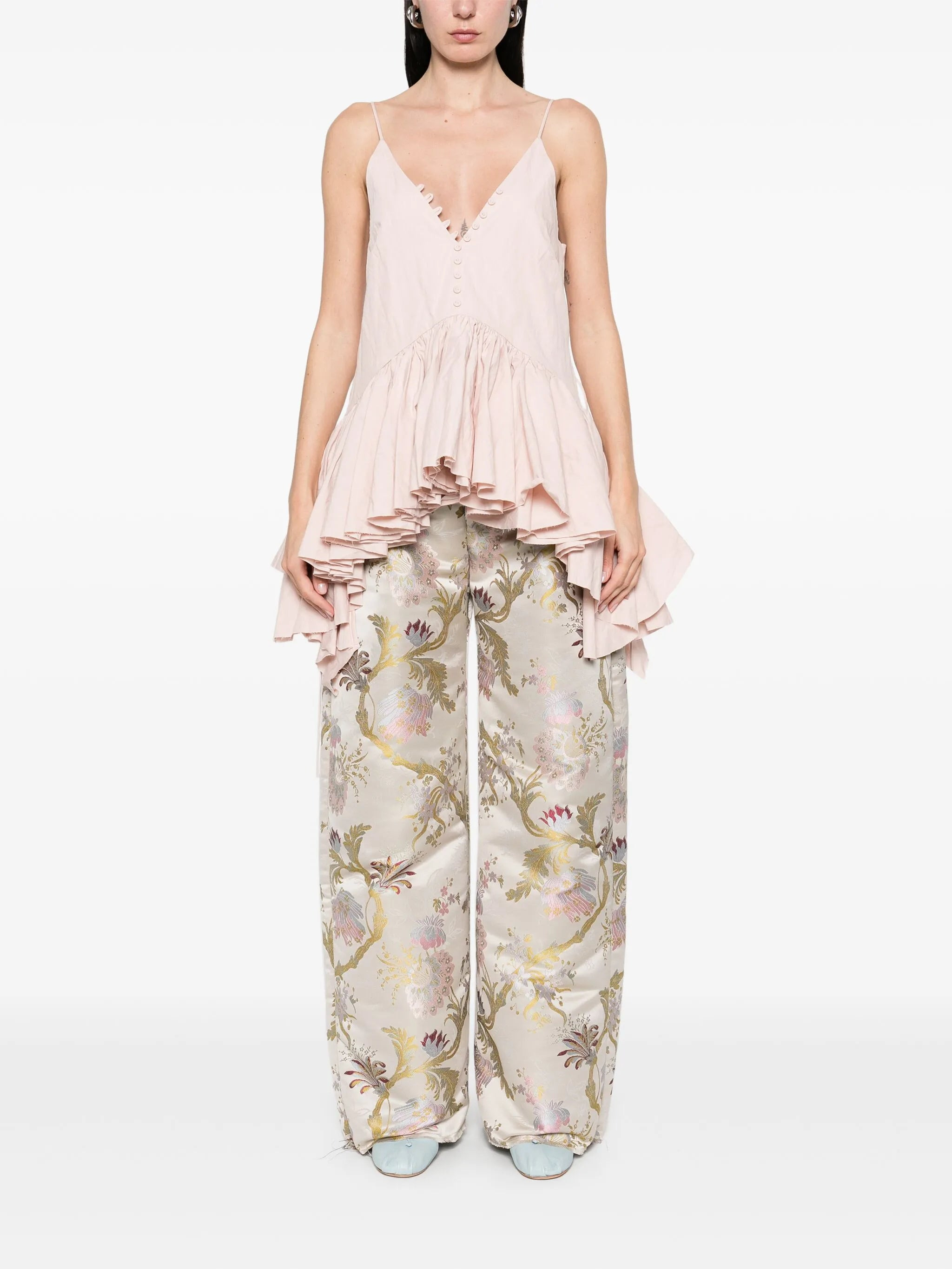 frilled-peplum-hem top - 2