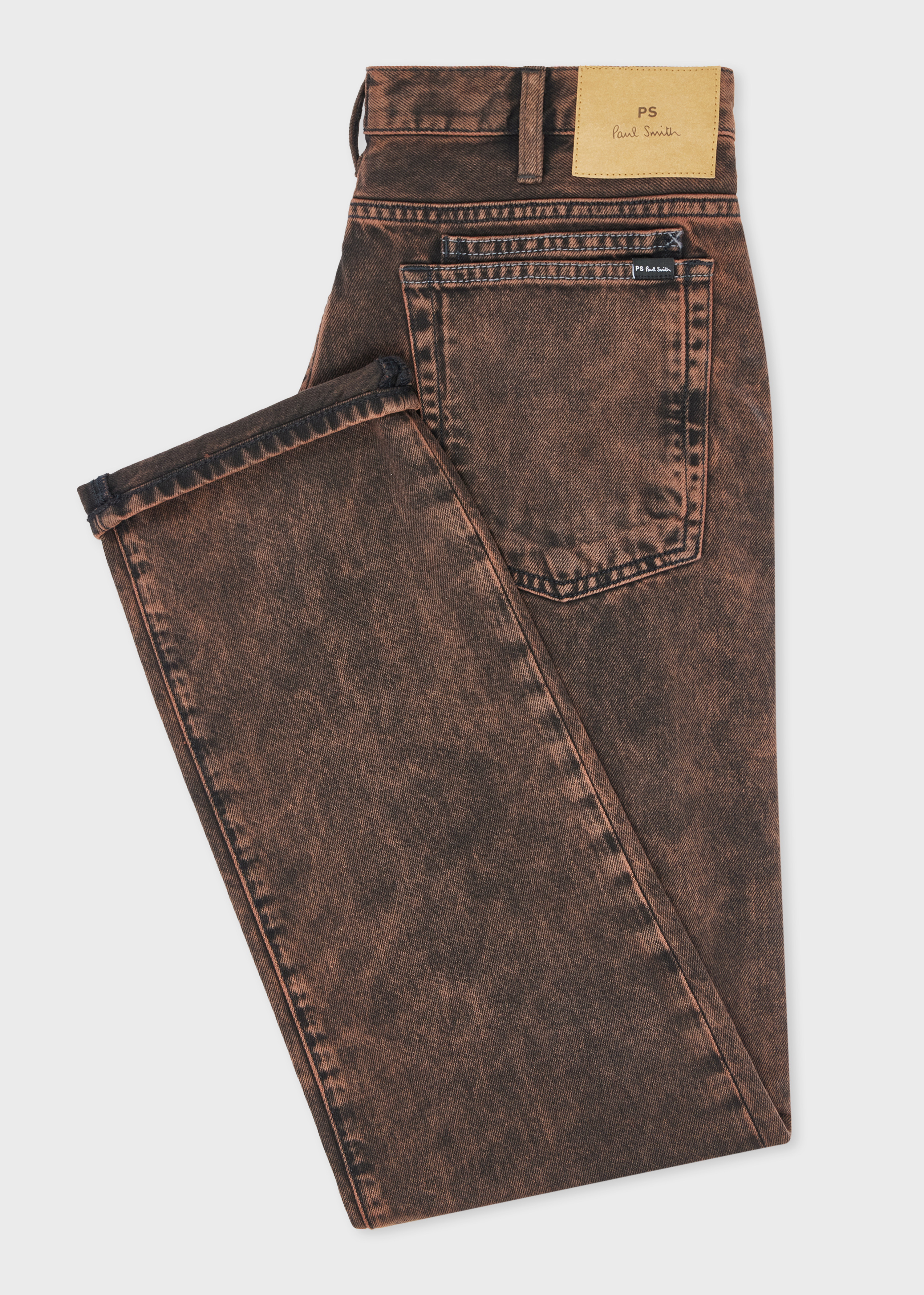 Relaxed Tapered-Fit Black and Brown Overdyed Jeans - 2