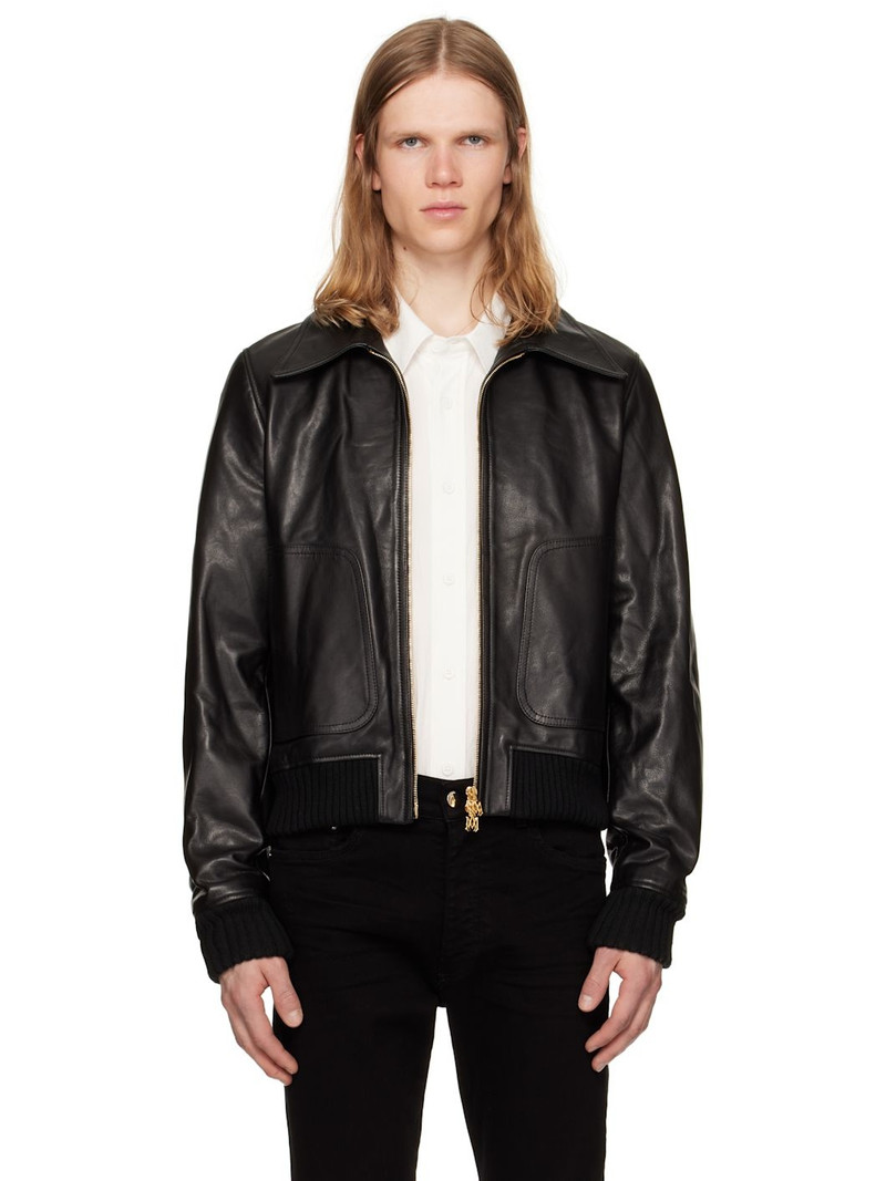 Black Zip Leather Jacket 1