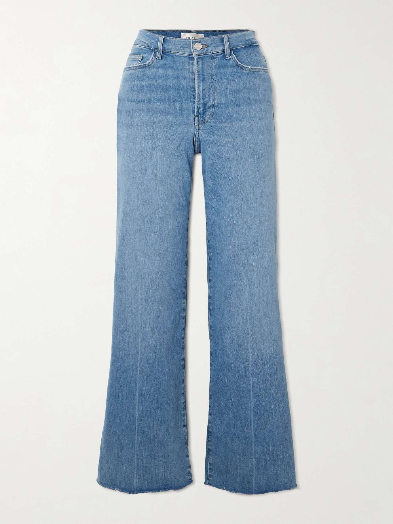 + NET SUSTAIN Le Slim Palazzo distressed high-rise straight-leg organic jeans - 1