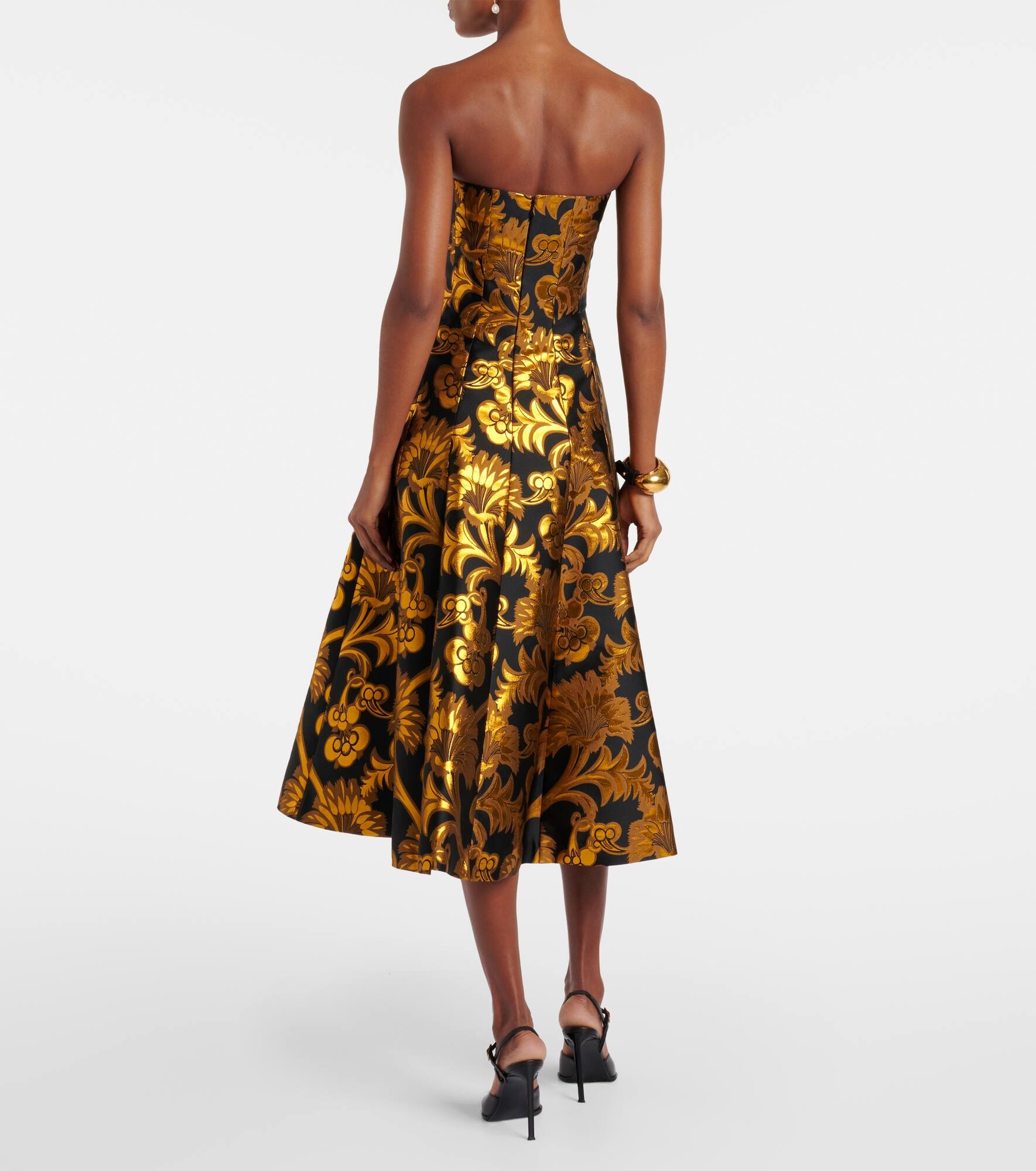 Semi-sheer strapless lamé maxi dress - 3