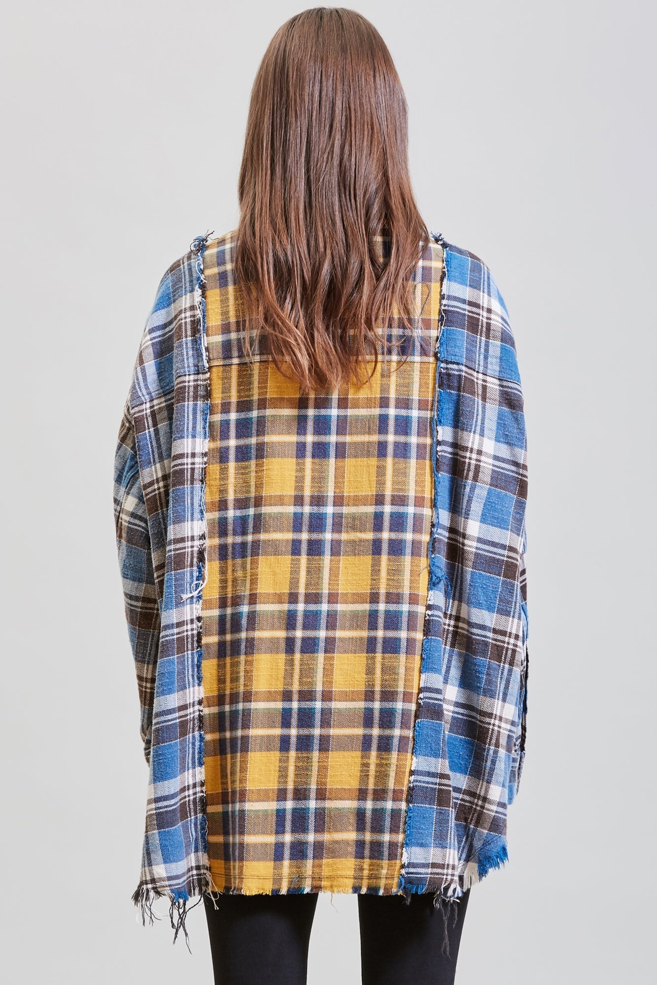 DROP NECK COMBO WORKSHIRT - BLUE AND YELLOW PLAID | R13 - 6