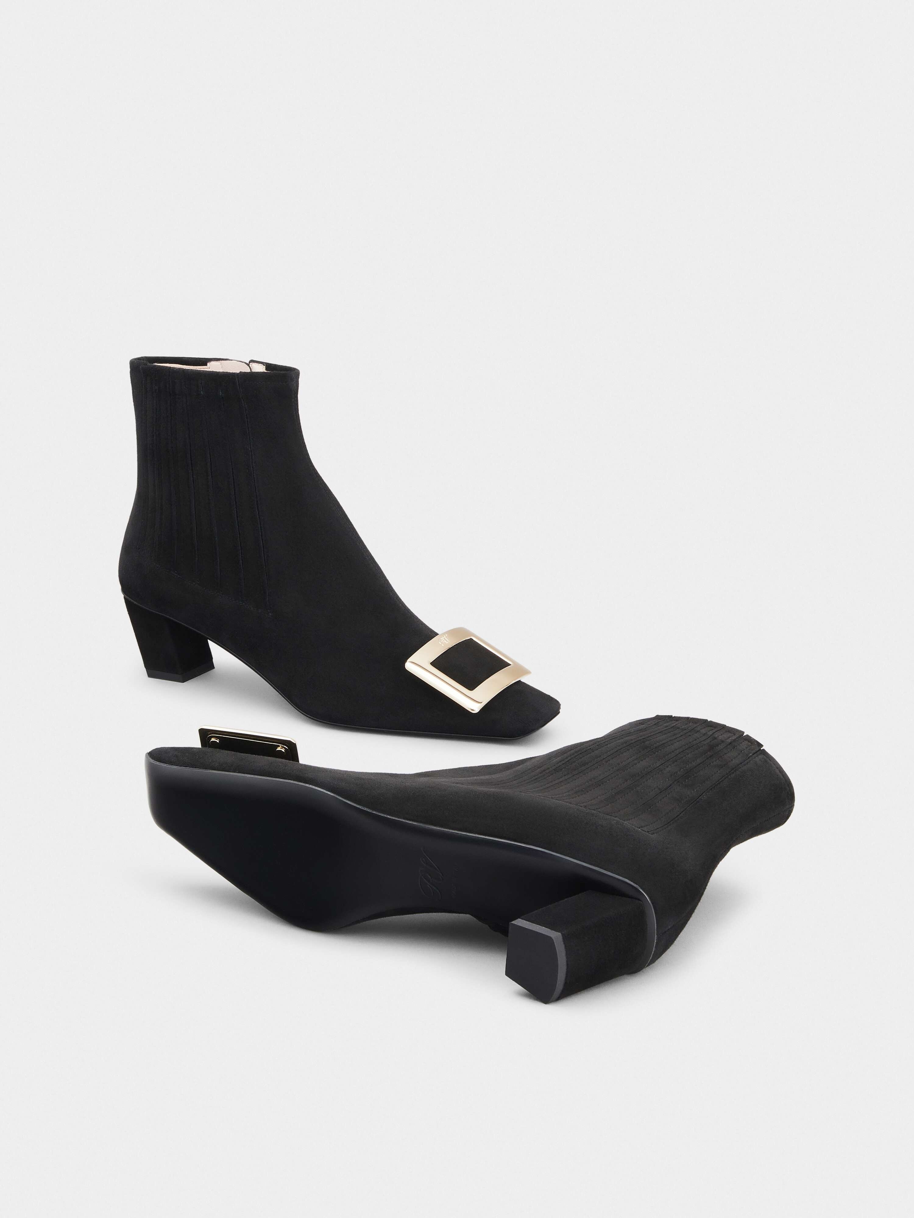 Belle Vivier Metal Buckle Chelsea Booties in Suede - 6