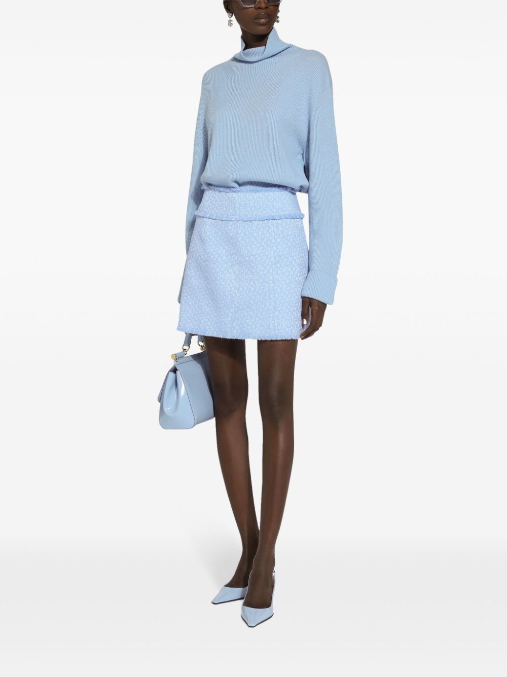 high-rise bouclÃ© flared skirt - 2