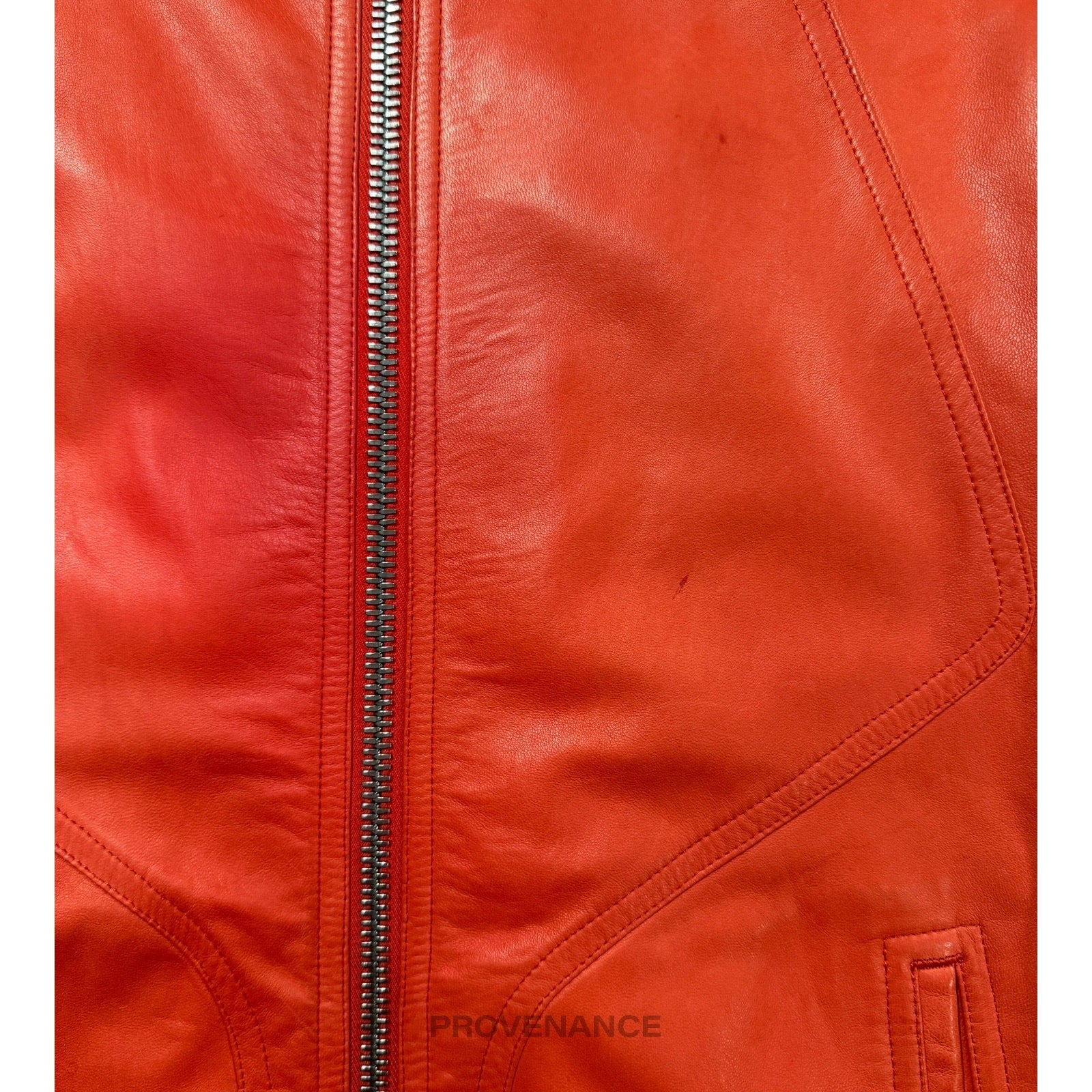 Rick Owens Walrus Intarsia Leather Jacket - 50 Red - 10