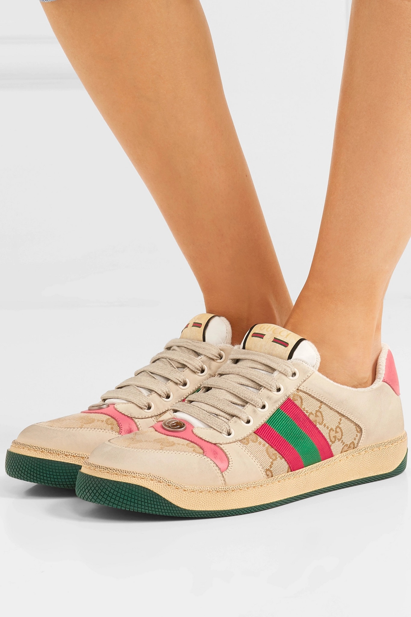 Screener leather-trimmed logo-woven canvas and suede sneakers - 2