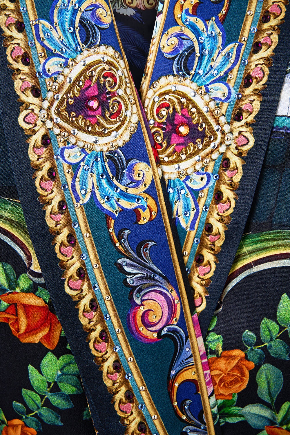LONG ROBE WITH NARROW COLLAR AND FEATHERS - 7