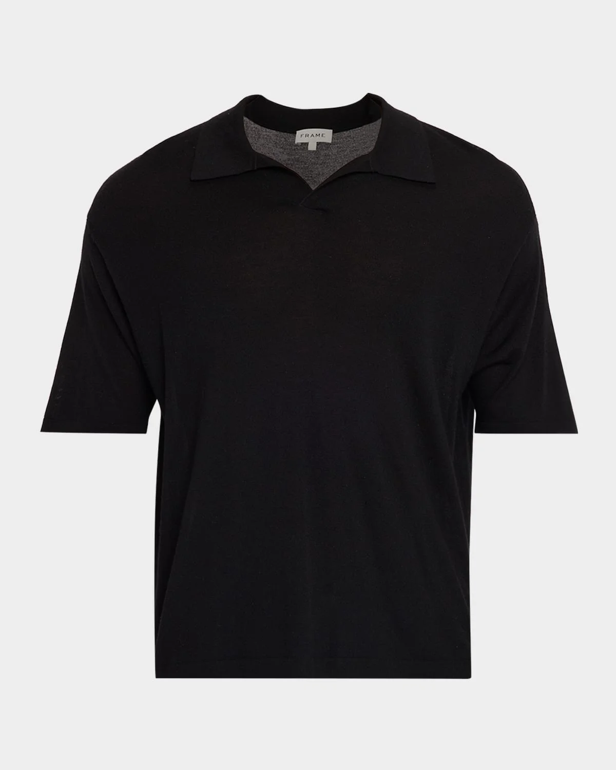 Men's Wool and Cashmere Johnny Collar Short-Sleeve Polo Sweater - 1