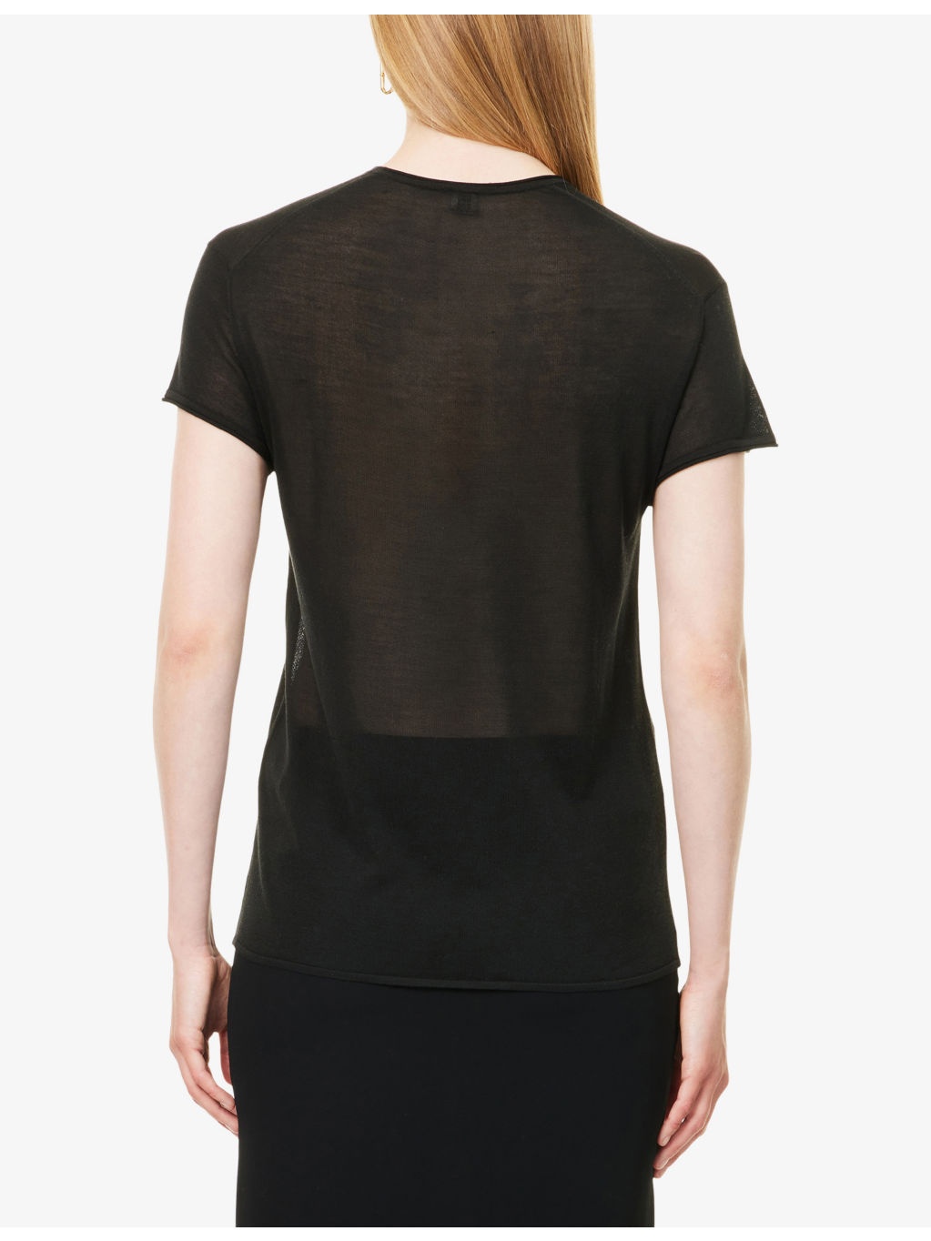 Round-Neck Short-Sleeves Knitted Silk Top - 4