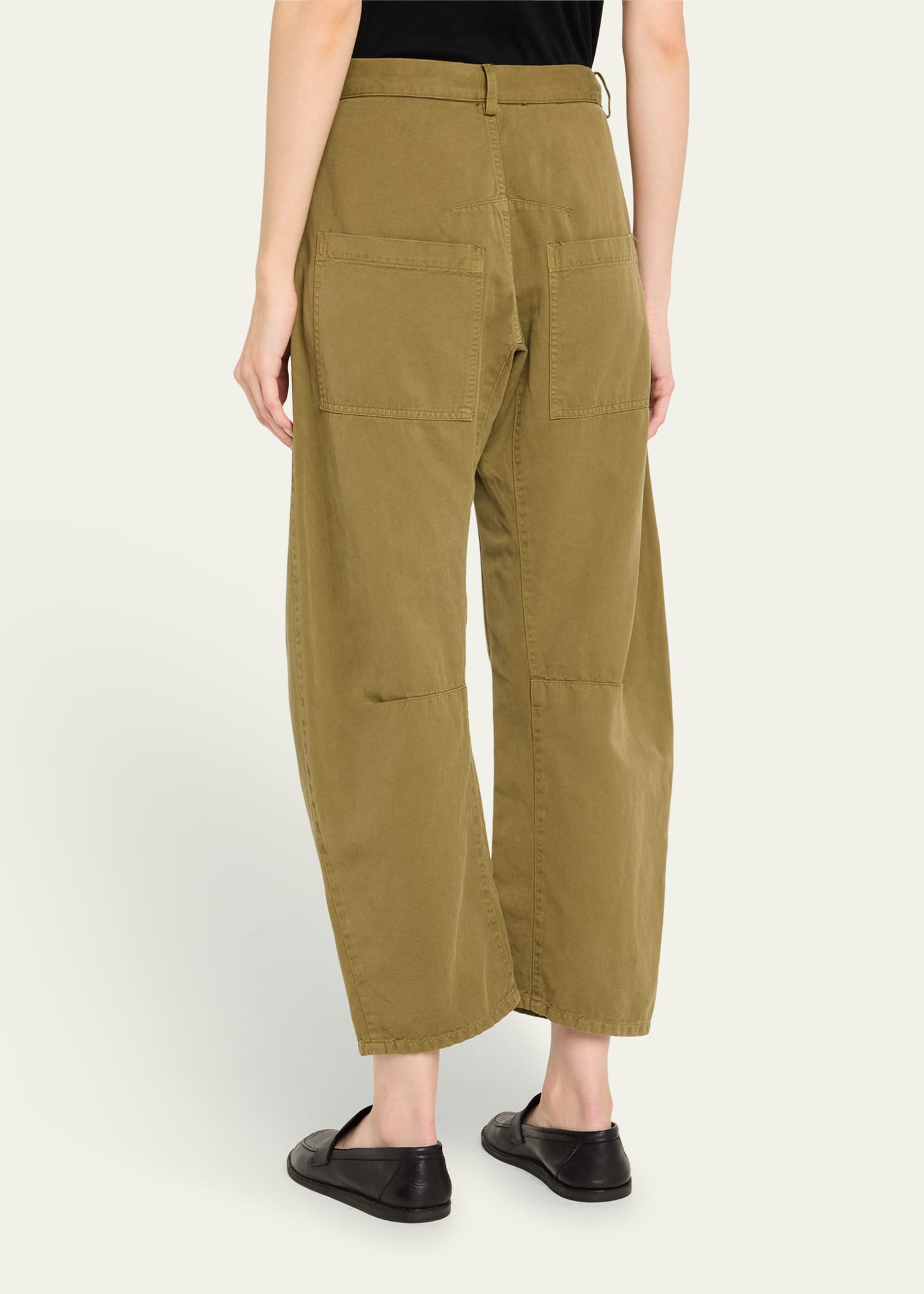 Shon Olive Green Barrel-Leg Ankle Pants - 3