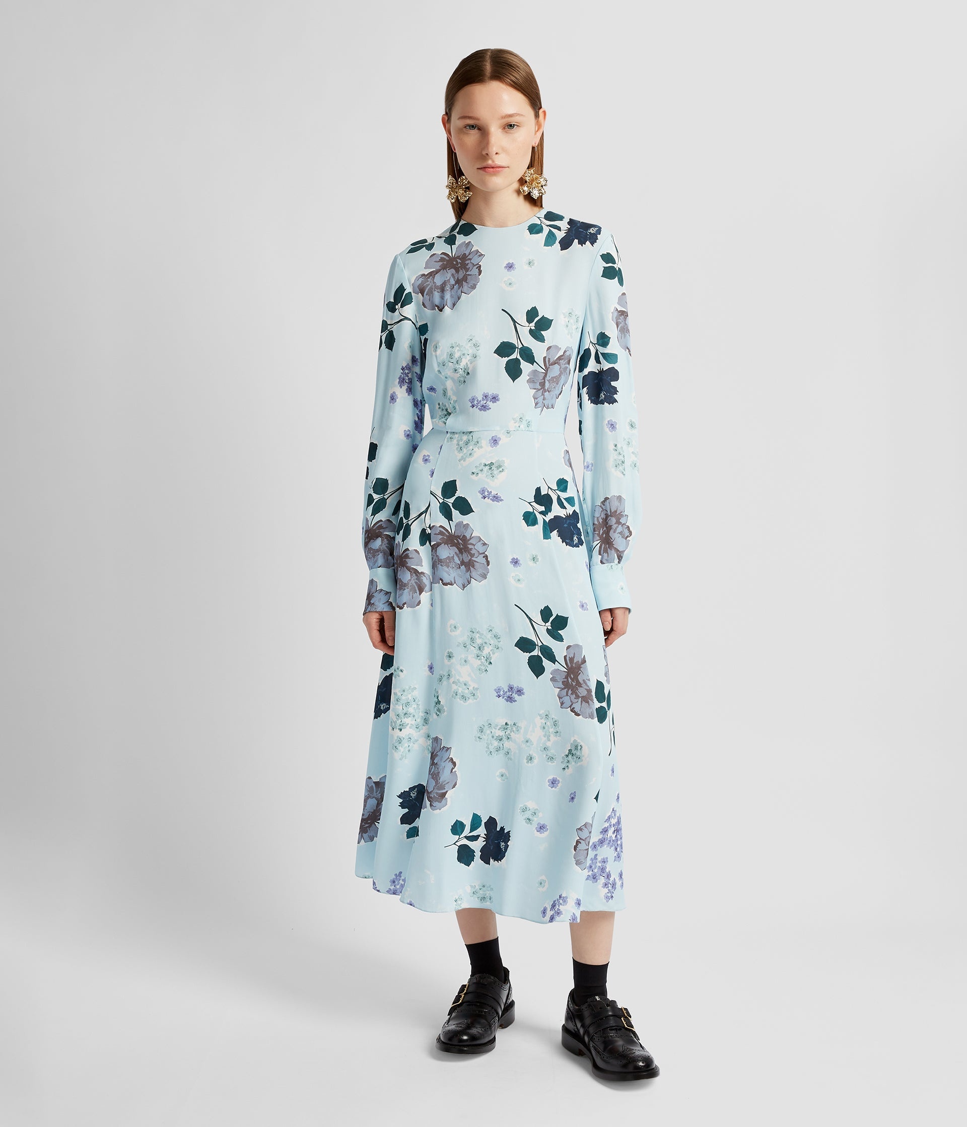 LONG SLEEVE A-LINE MIDI DRESS - 4
