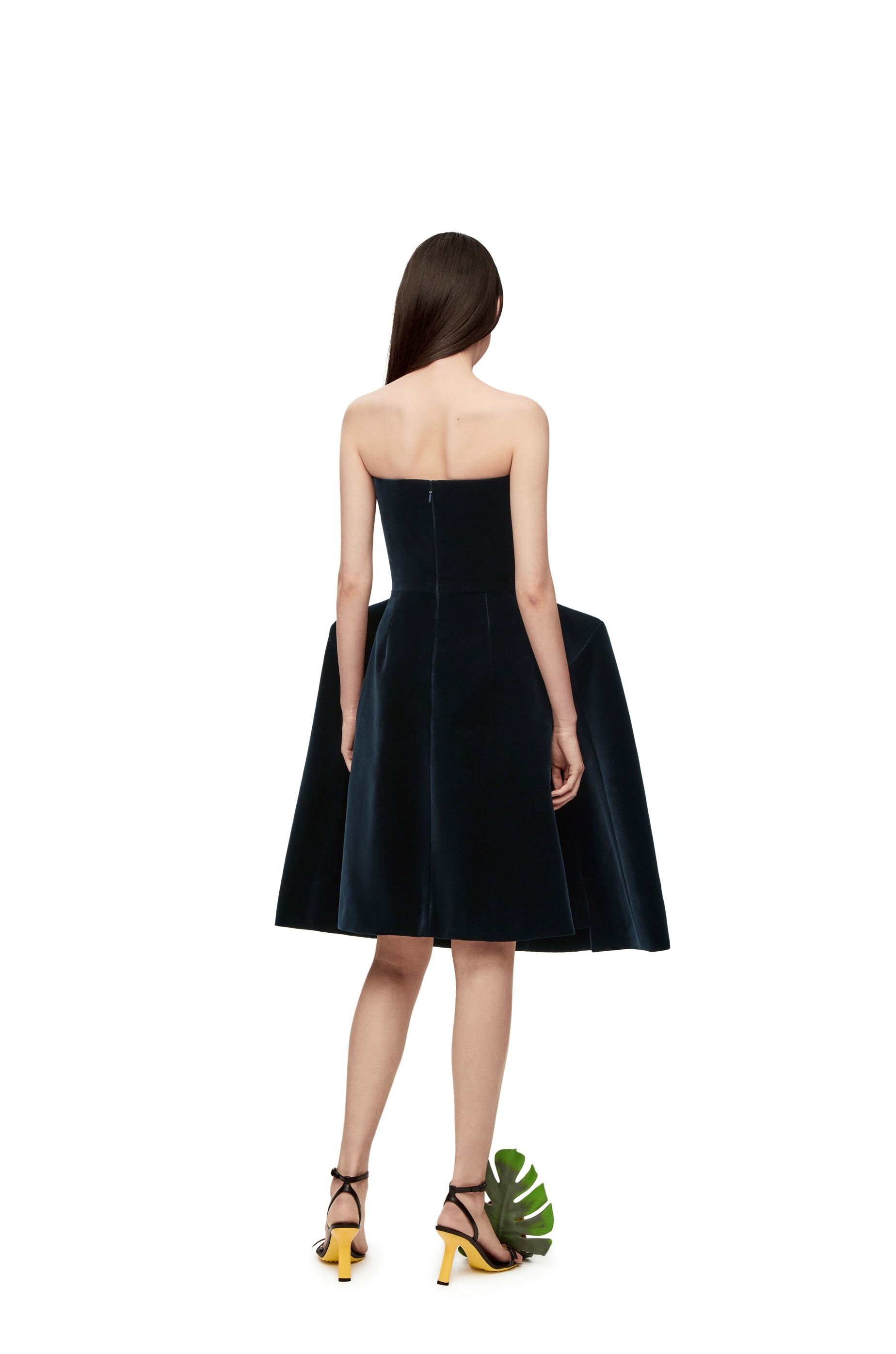 Peplum bustier dress in cotton velvet - 4