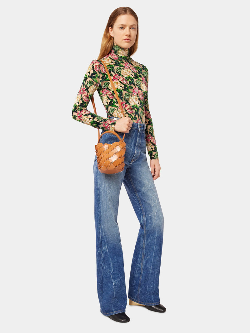 SMALL COGNAC BUCKET PACO BAG IN LEATHER 3