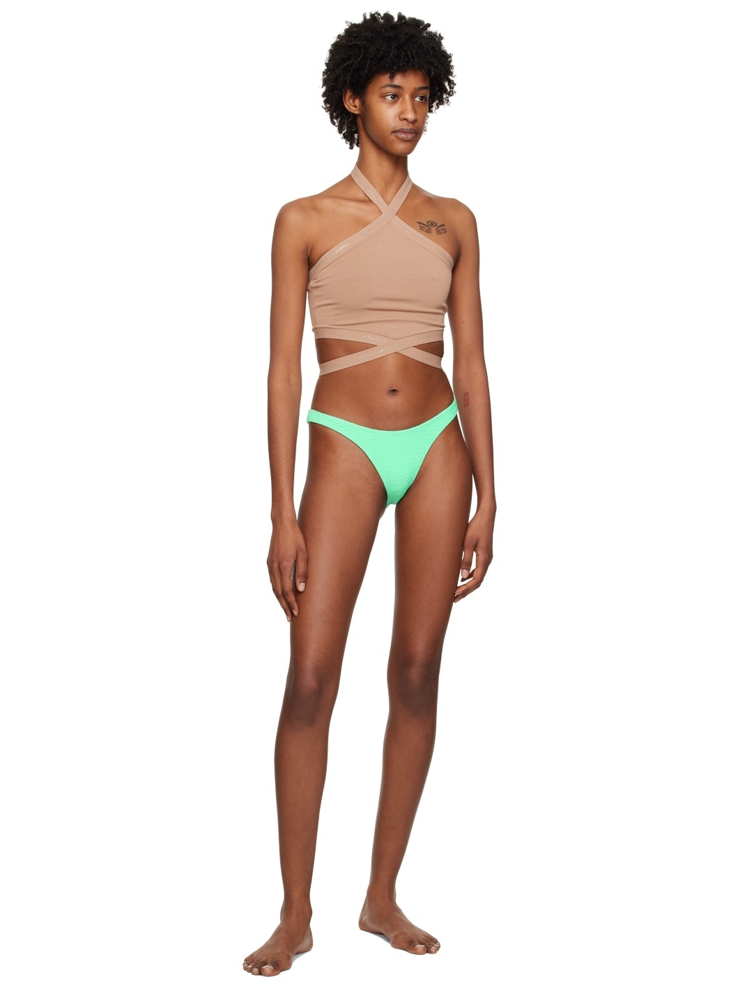 Green Jacquard Bikini Bottom - 4