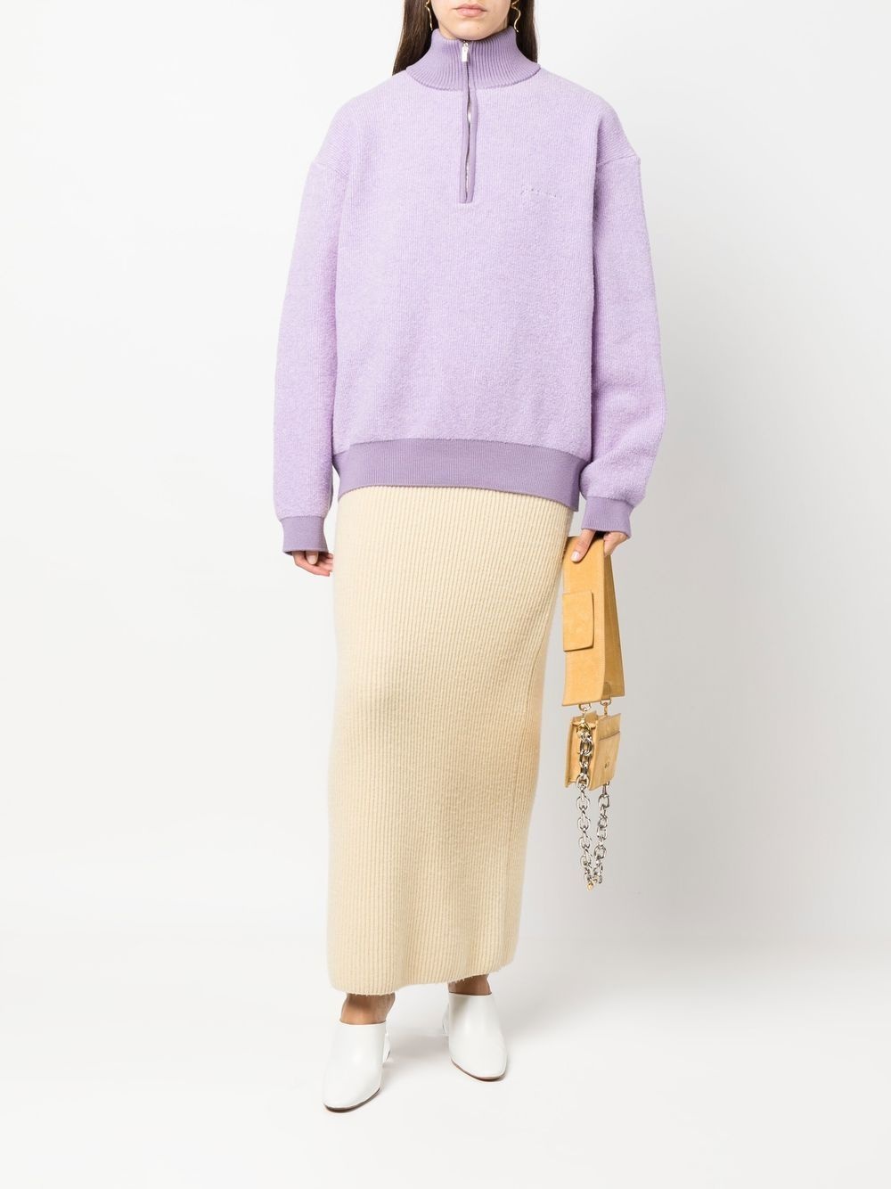 zip-up high-neck jumper - 2