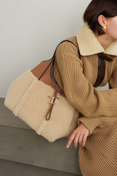 Tod's Leather and shearling shoulder bag outlook