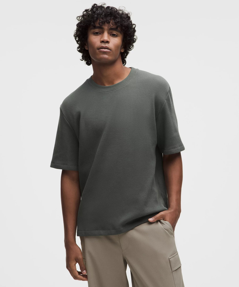 Cotton-Blend Waffle Knit Short-Sleeve Shirt 1
