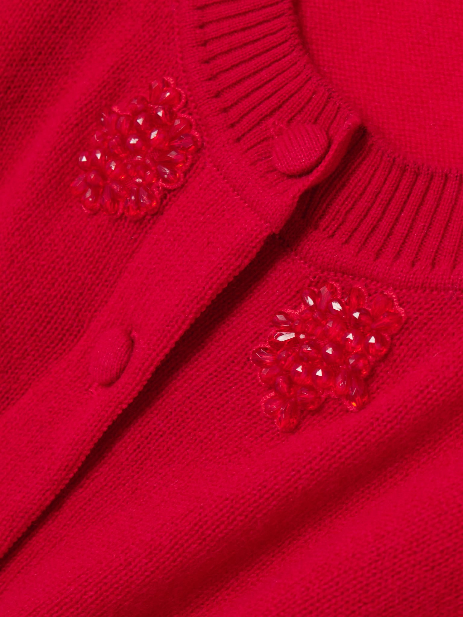 Bead-embellished cashmere cardigan Red - 4