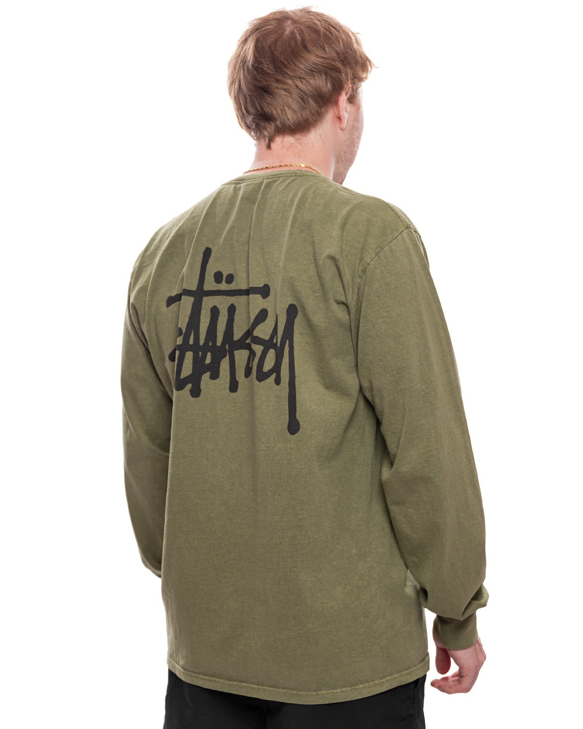 Basic Stussy Pigment Dyed LS Tee 'Olive' - 4