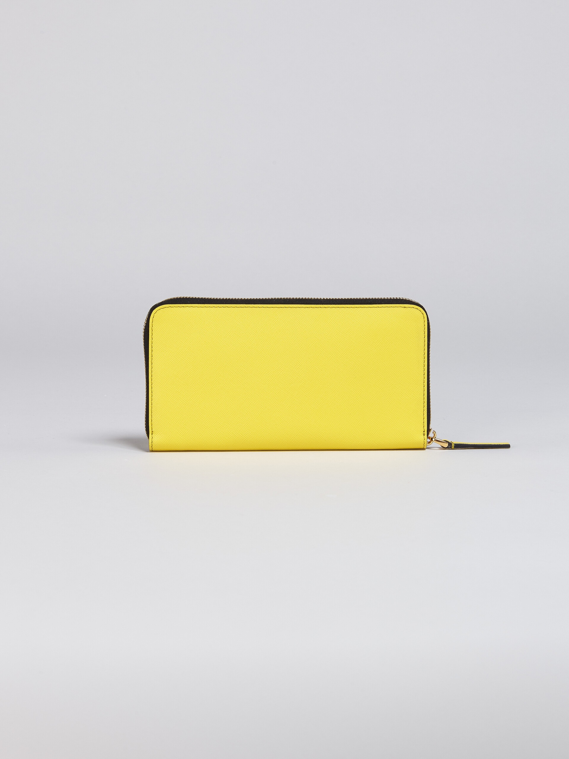MULTICOLOURED YELLOW SAFFIANO LEATHER ZIP-AROUND WALLET - 3