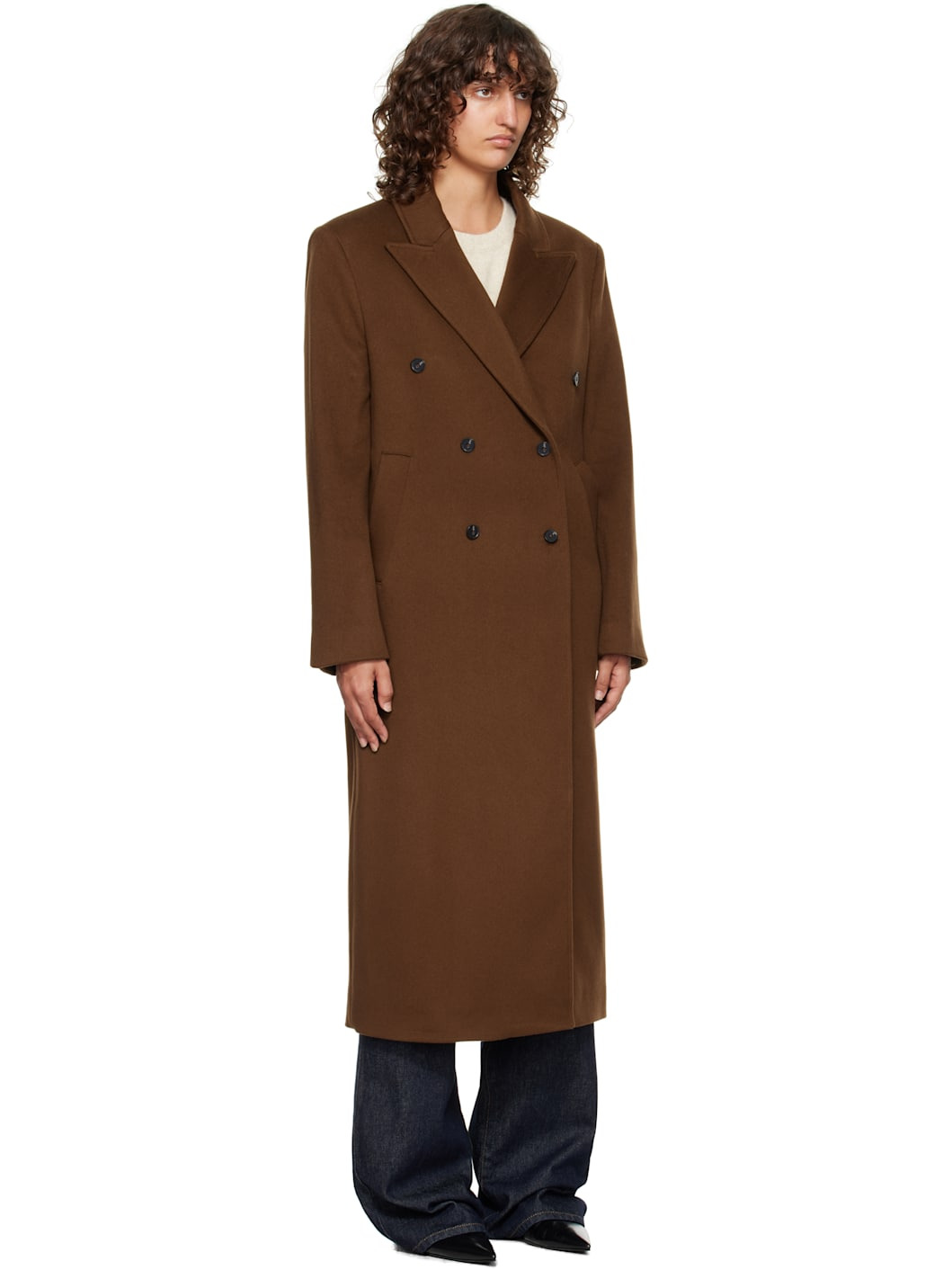 Brown Rosco Double Breasted Long Coat - 2