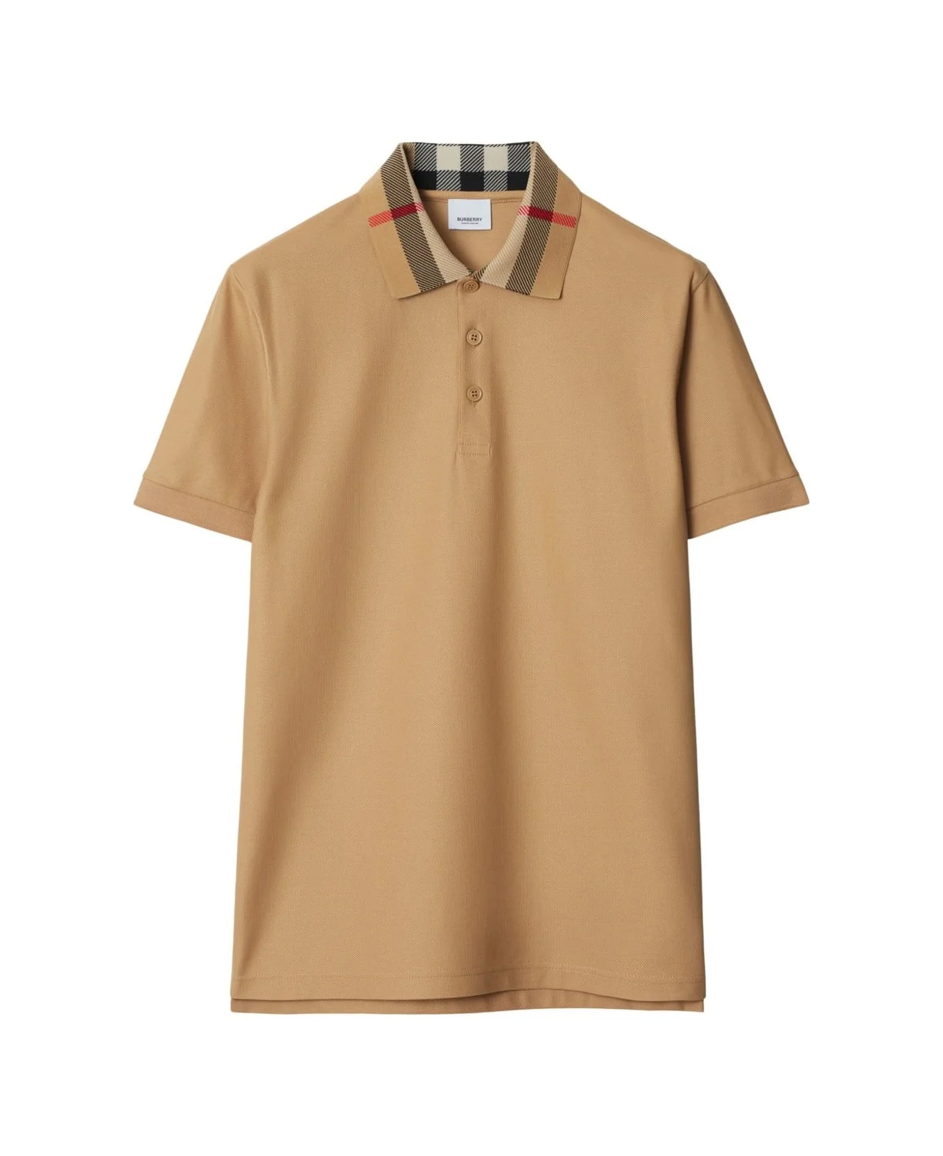 Check Collar Cotton Polo Shirt - 1