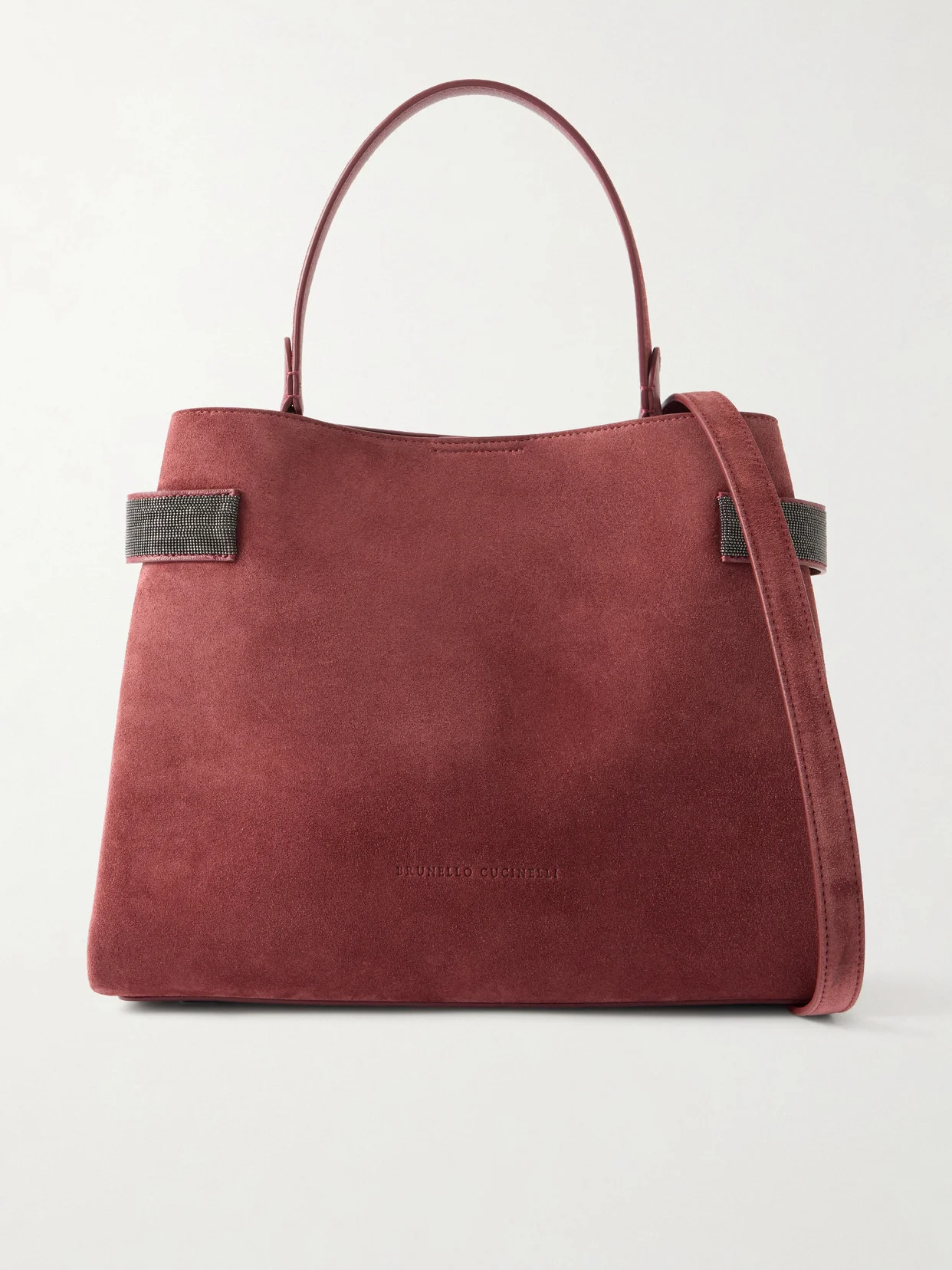 Bead-embellished Suede Shoulder Bag - 1