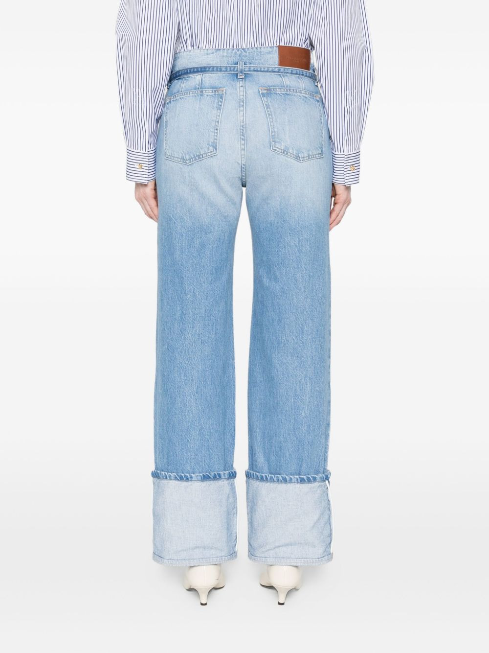 cuffed belted-waistband denim jeans - 4