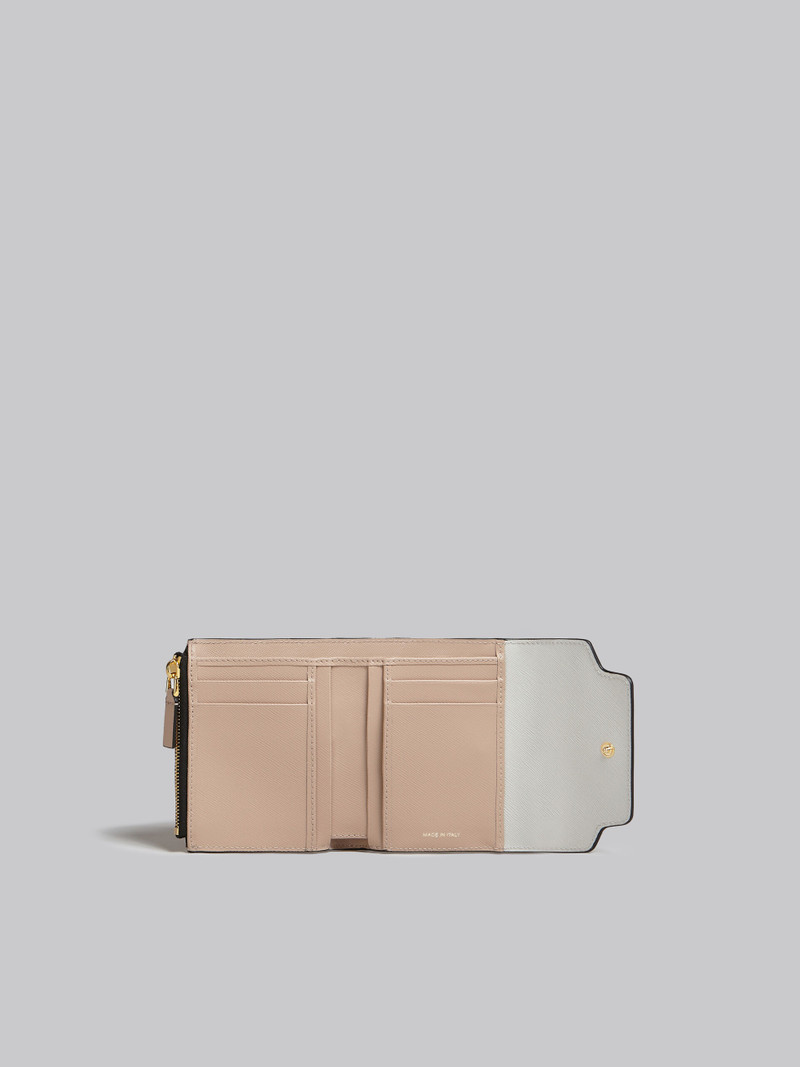 ORANGE WHITE AND BEIGE SAFFIANO LEATHER WALLET 2