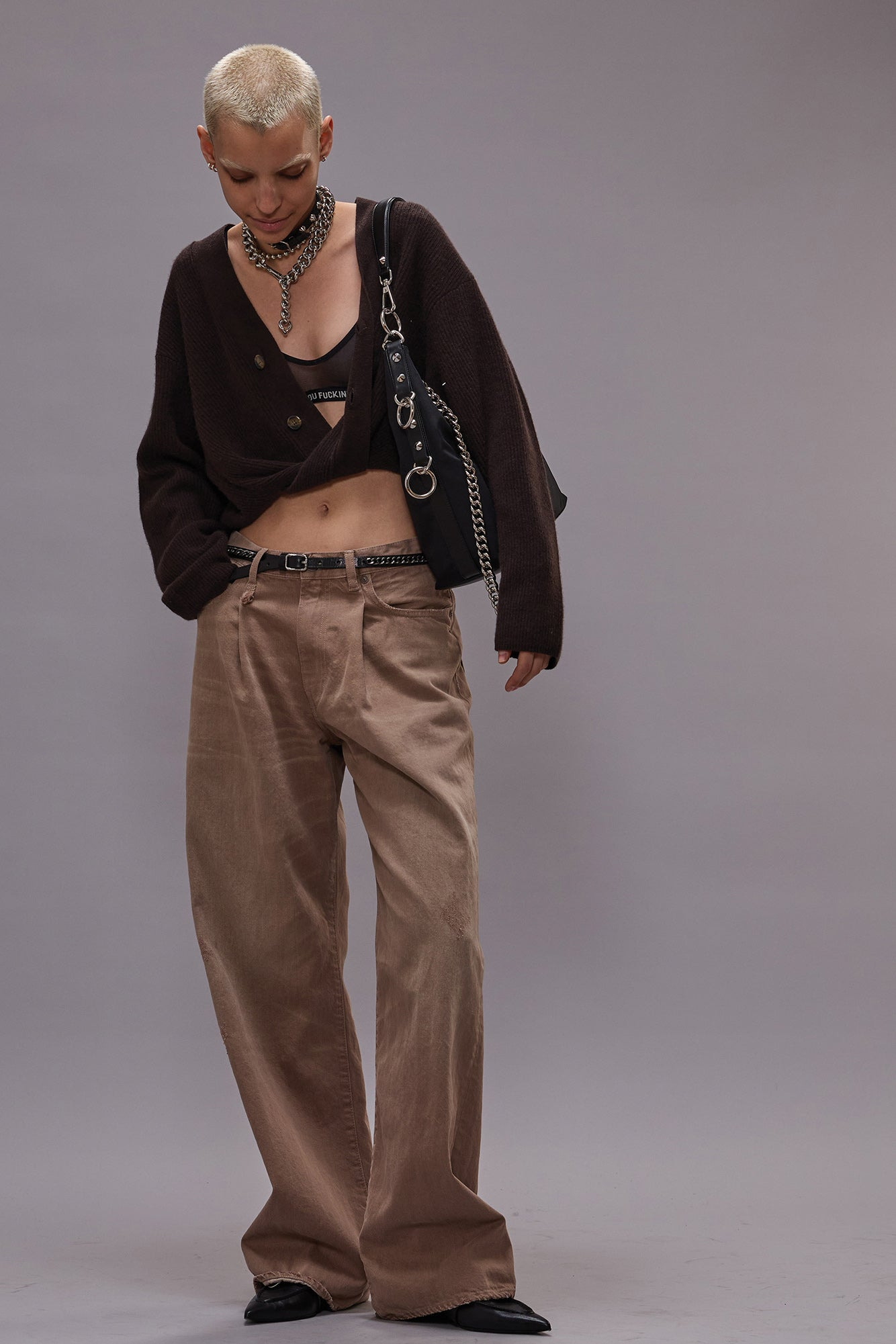 TWISTED FRONT RIBBED CARDIGAN - 2