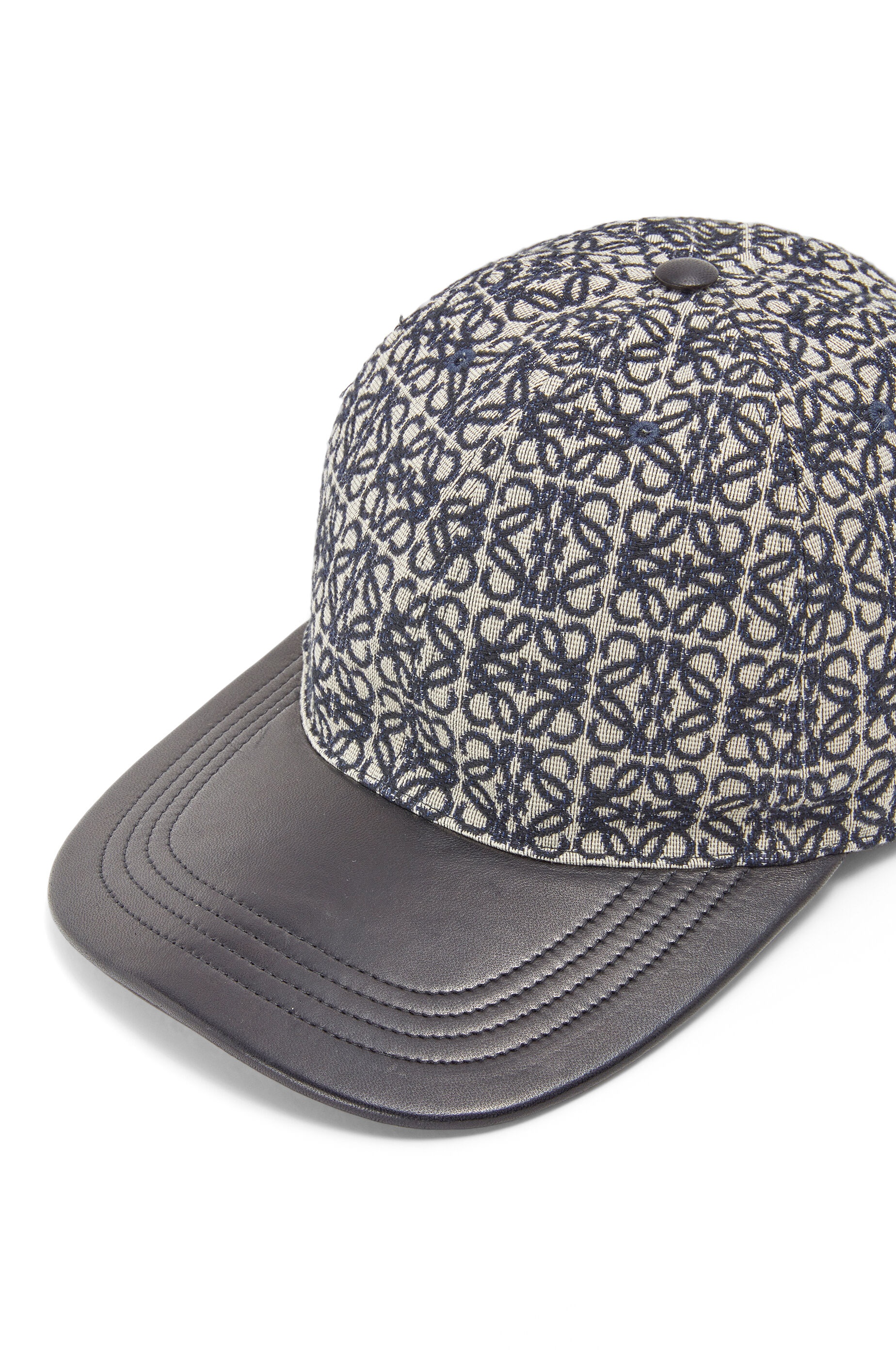 Anagram cap in jacquard and calfskin - 5