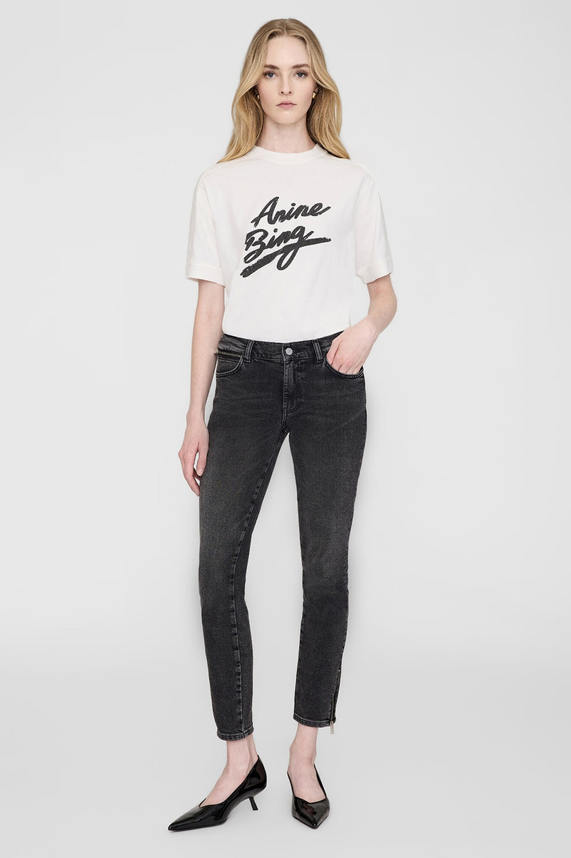 ANINE BING Jaylin Tee Signature - Ivory outlook