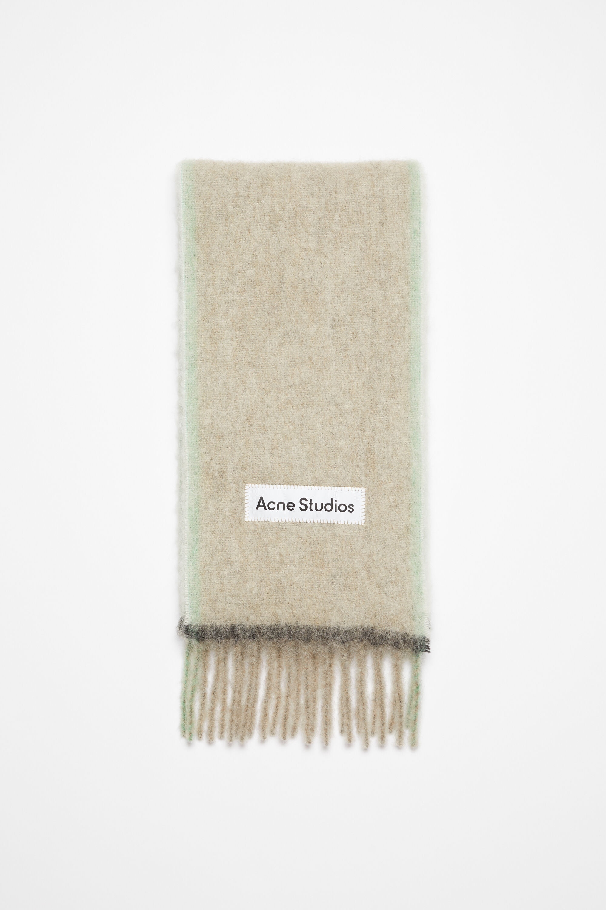 Wool mohair scarf - Narrow - Beige/grey - 1