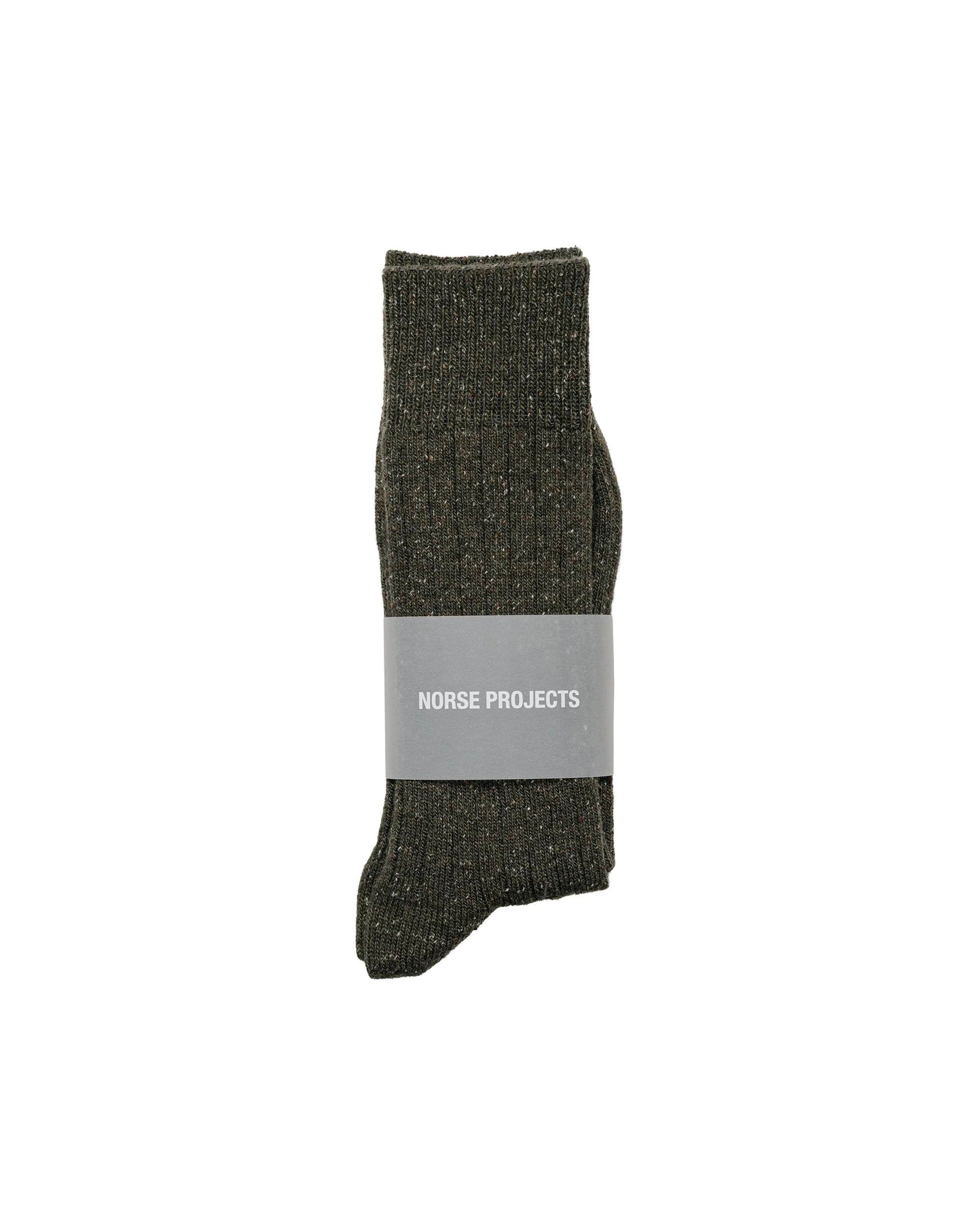Bykle Neps Wool Rib Sock Olive NIght - 1