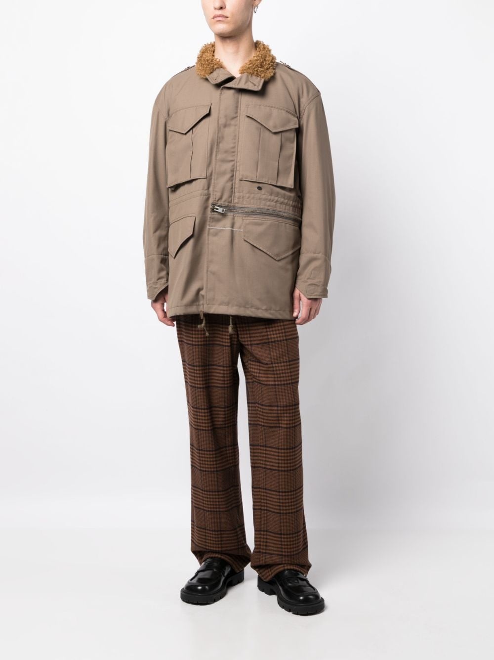 shearling-collar drawstring jacket - 2