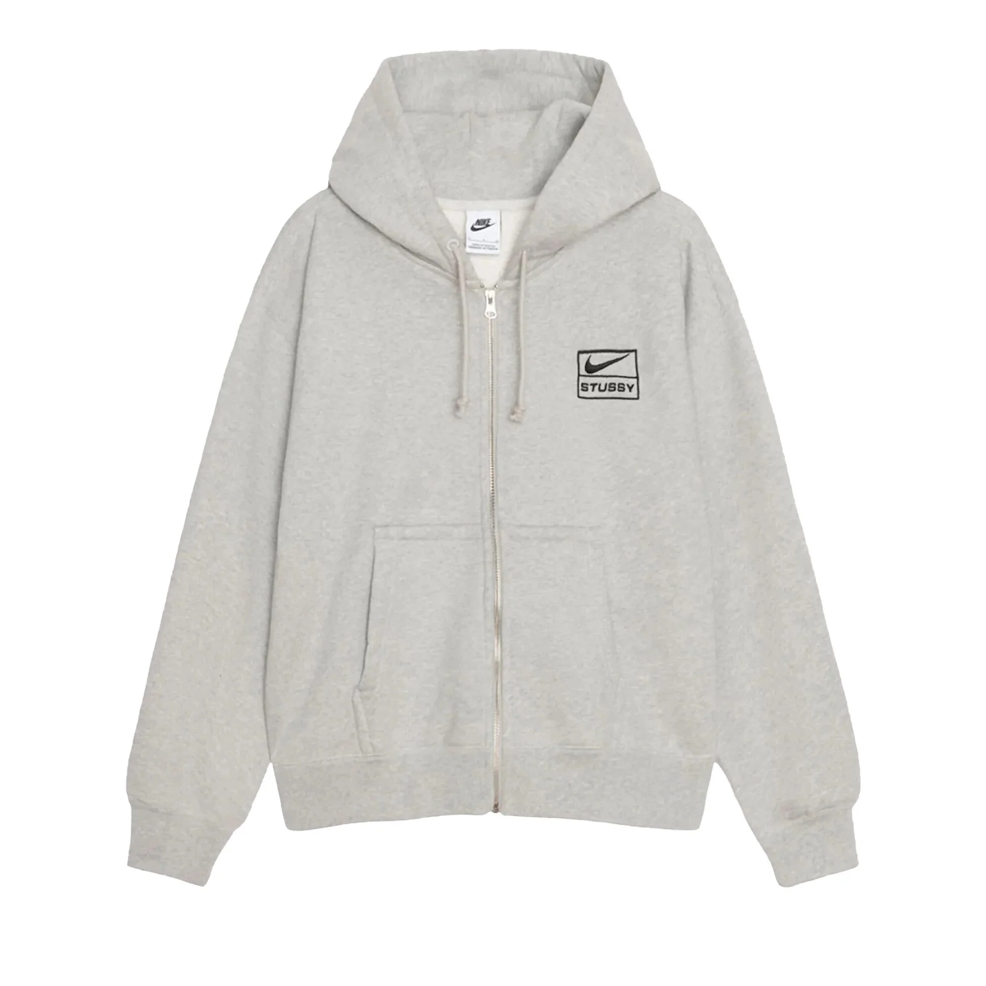 Stussy x Nike Fleece Zip Up Hoodie (Asia Sizing) 'Grey' - 1