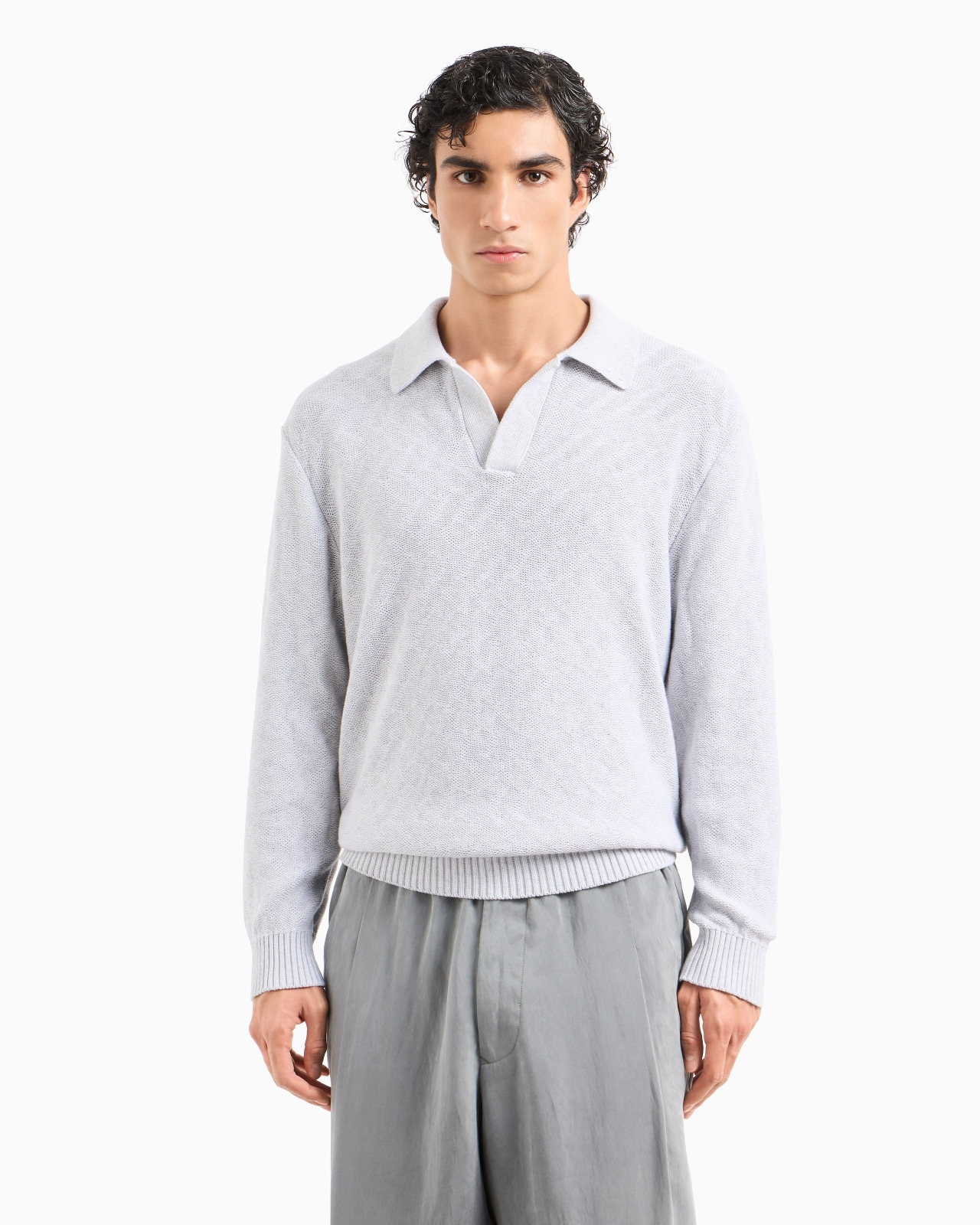 COTTON JACQUARD KNITTED POLO SHIRT - 4