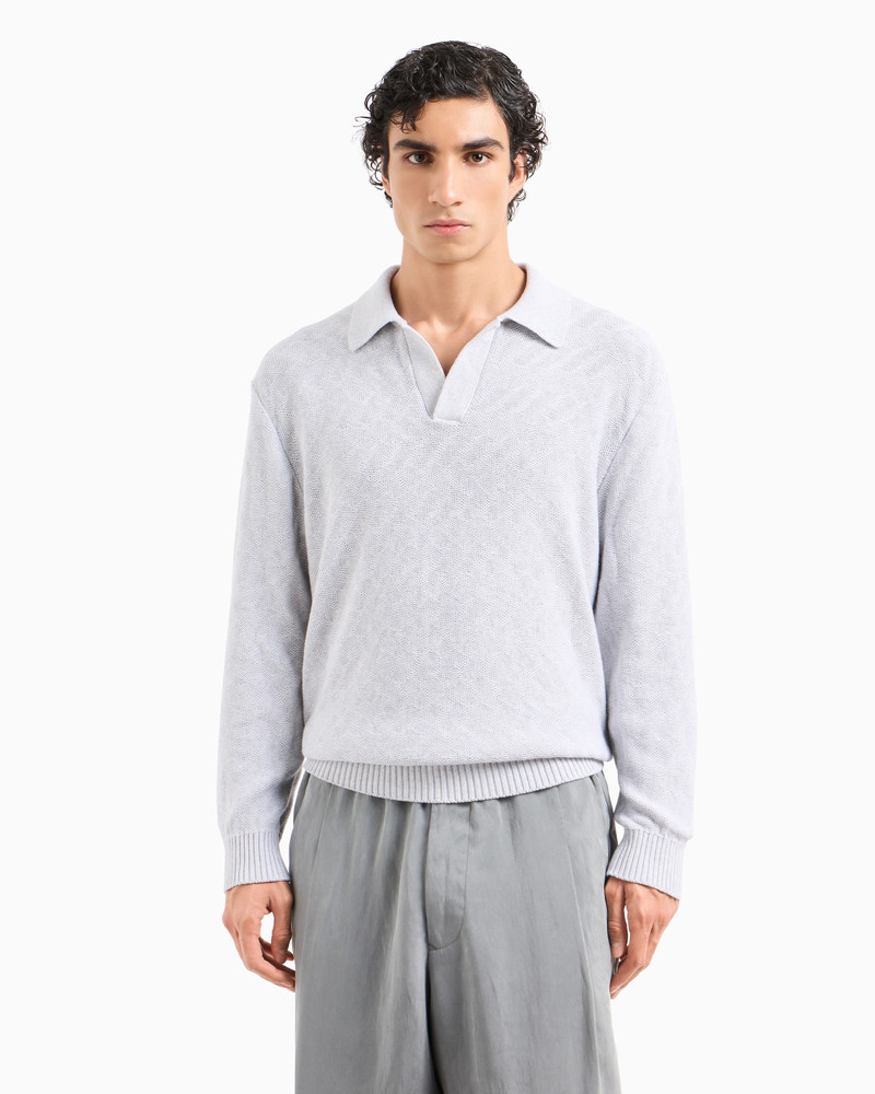 GIORGIO ARMANI COTTON JACQUARD KNITTED POLO SHIRT outlook