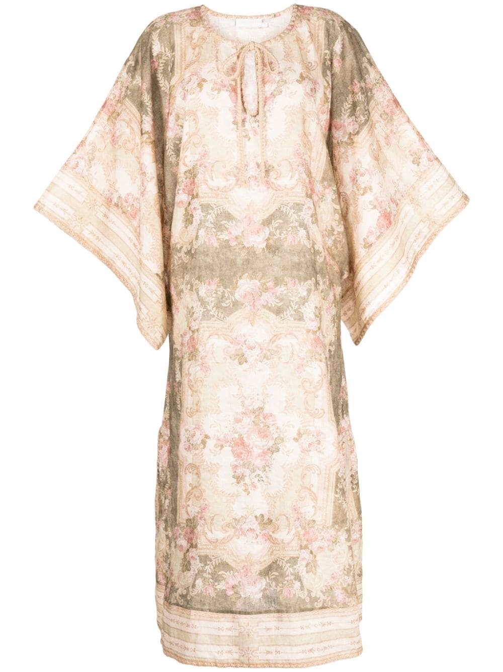 floral-print linen maxi dress - 1