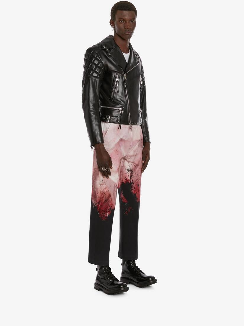 Punk Leather Biker Jacket in Black - 3