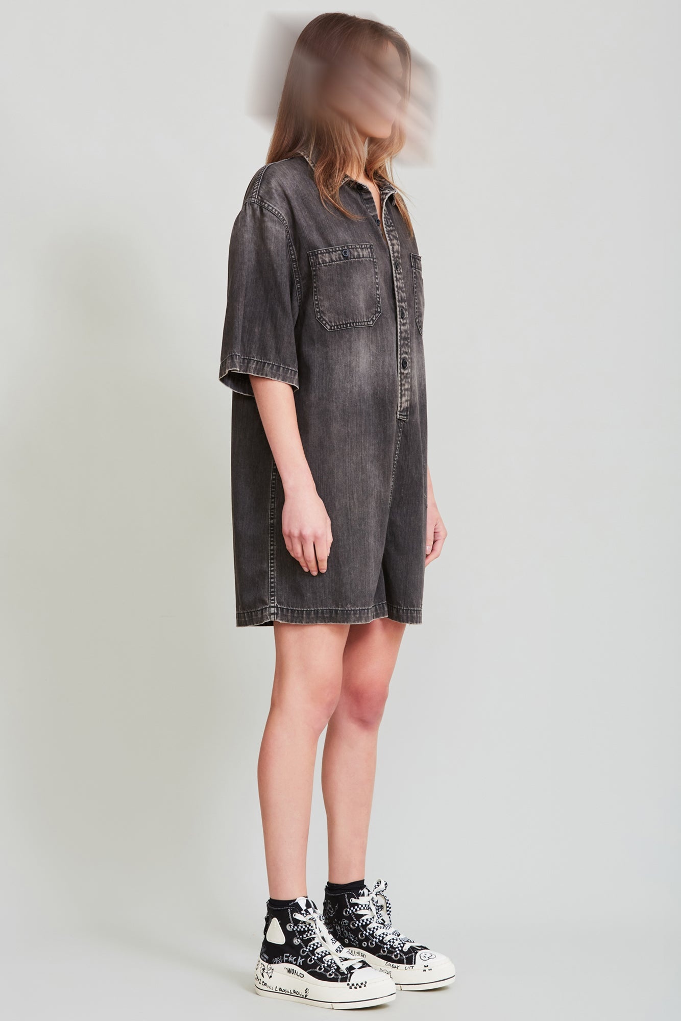 Workwear Romper - Elmore Black | R13 Denim Official Site - 4