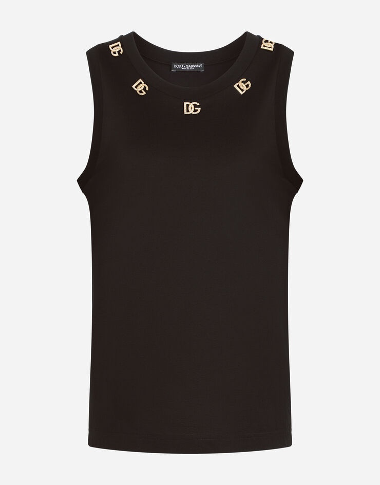 Jersey tank top with crystal DG embellishment - 3