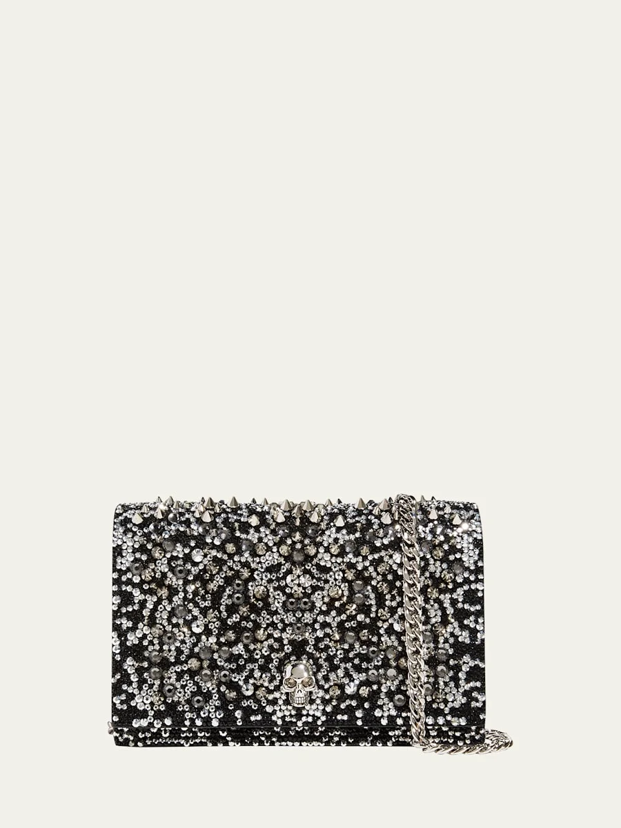 Skull Mini Crystal Chain Crossbody Bag - 1