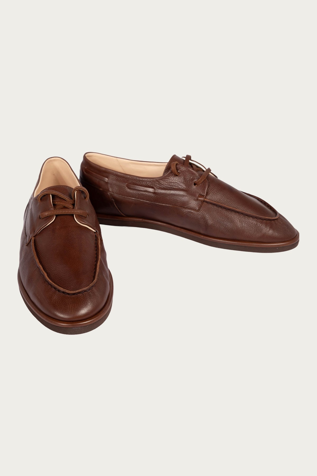 AURALEE Soft Leather Deck Shoes - Brown | REVERSIBLE