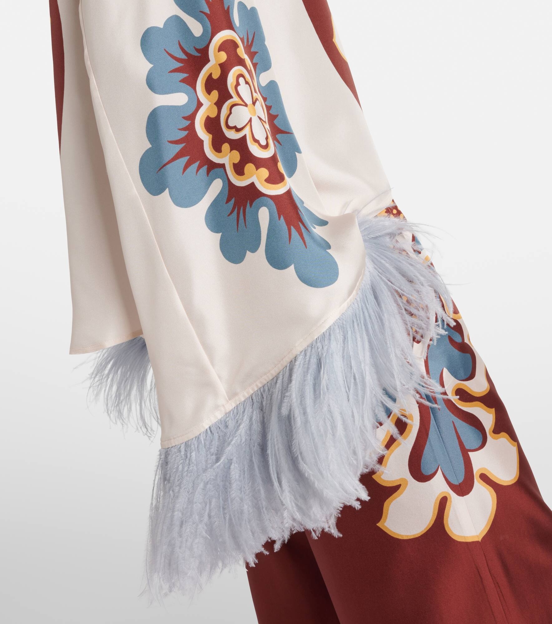 Make An Exit feather-trimmed silk top - 5