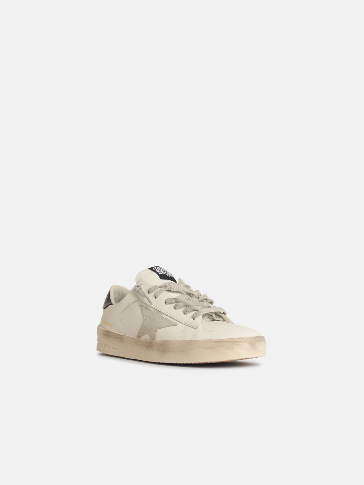 MEN'S STANDARD IN WHITE LEATHER WITH GREY SUEDE STAR AND BLUE LEATHER HEEL - 2