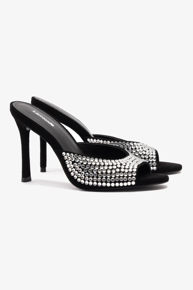 Jasmine Hi Mule In Black Suede and Crystals 3
